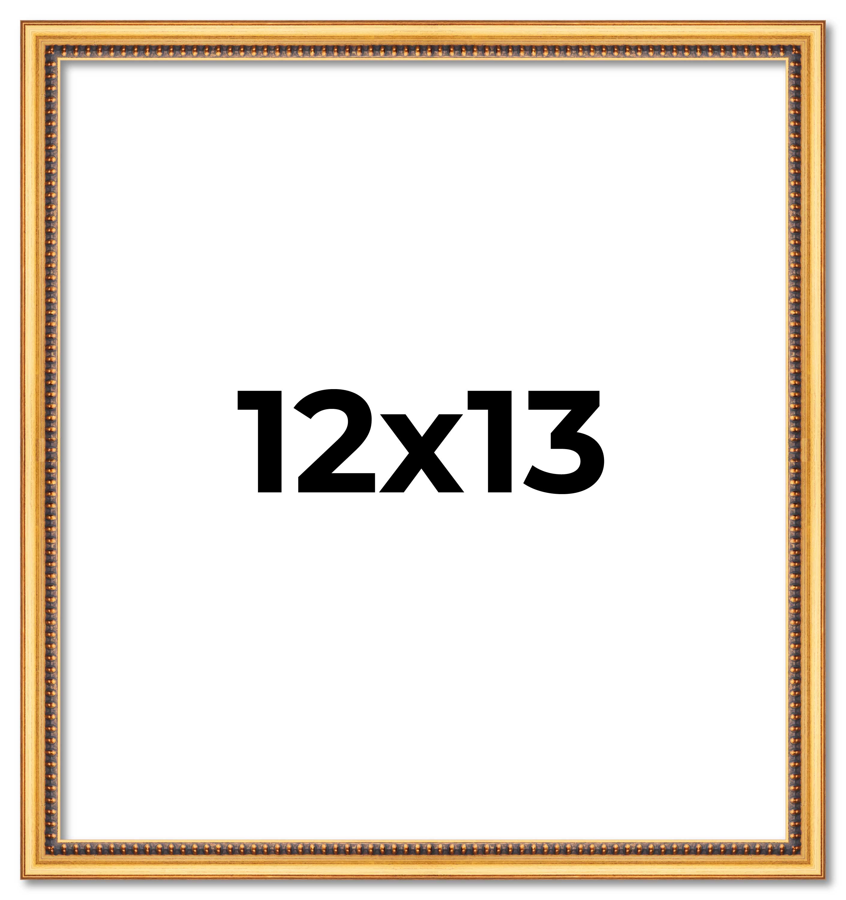 12x13 Frame Beaded Gold Solid Wood Picture Frame | 0.75 Inches Moulding Width |