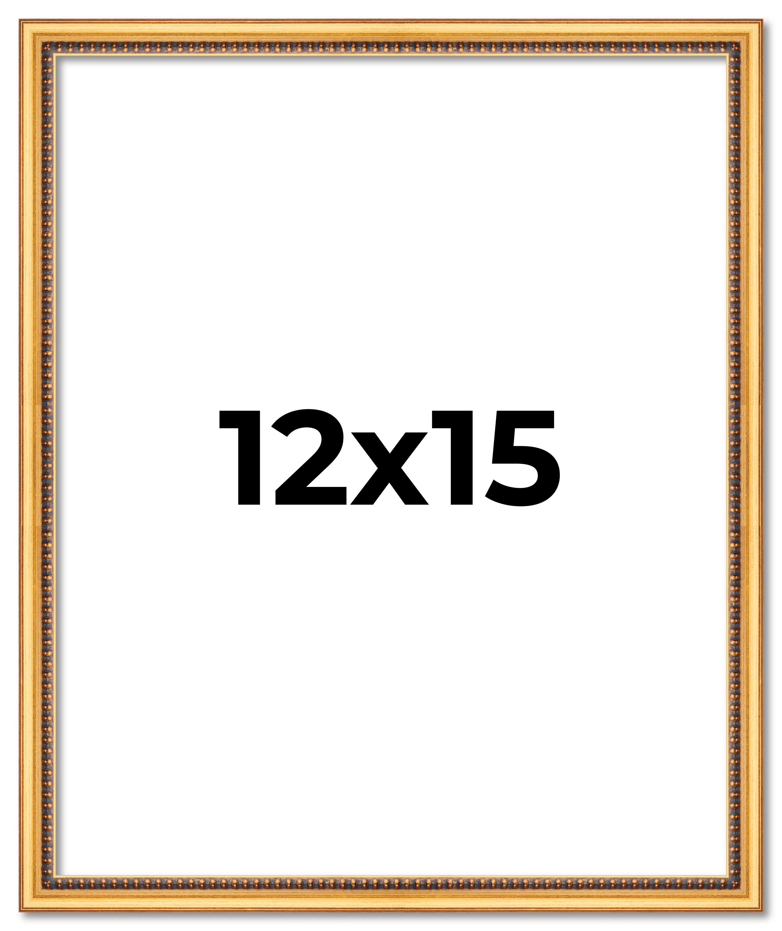 12×15 Frame Beaded Gold Solid Wood Picture Frame | 0.75 Inches Moulding Width |