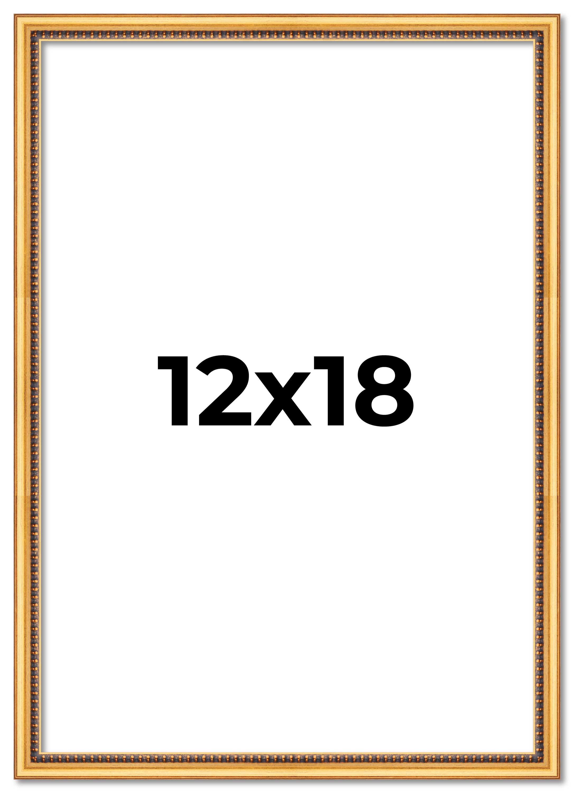 12x18 Frame Beaded Gold Solid Wood Picture Frame | 0.75 Inches Moulding Width main product image