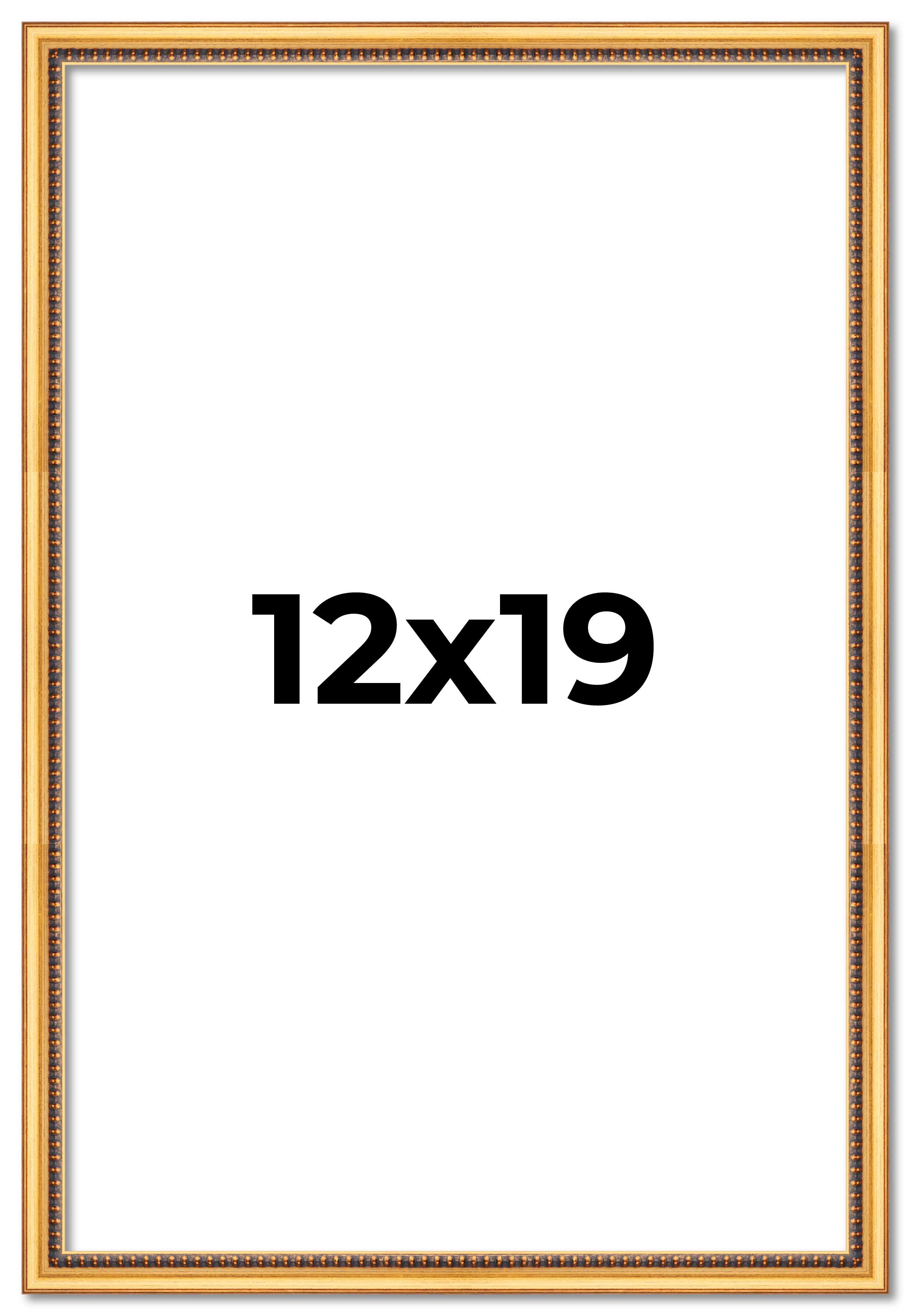 12x19 Frame Beaded Gold Solid Wood Picture Frame | 0.75 Inches Moulding Width main product image