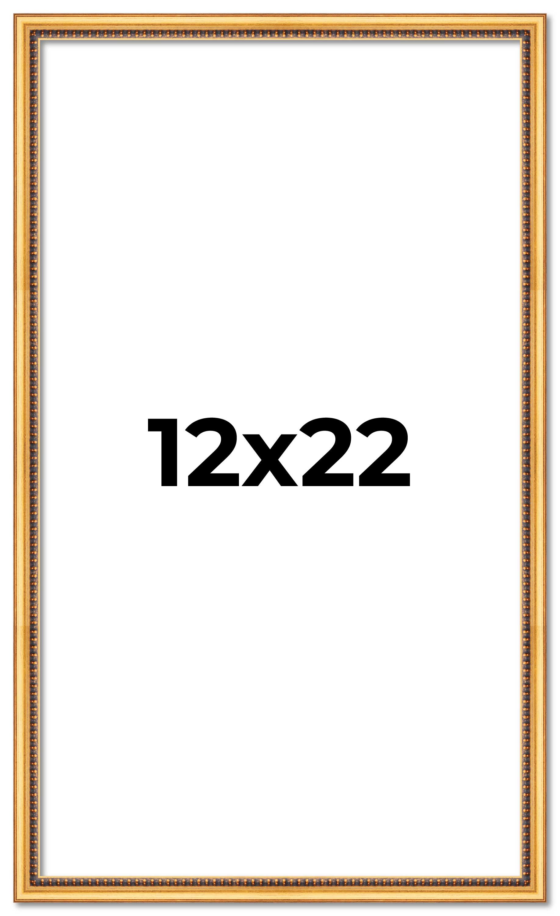 12x22 Frame Beaded Gold Solid Wood Picture Frame | 0.75 Inches Moulding Width main product image