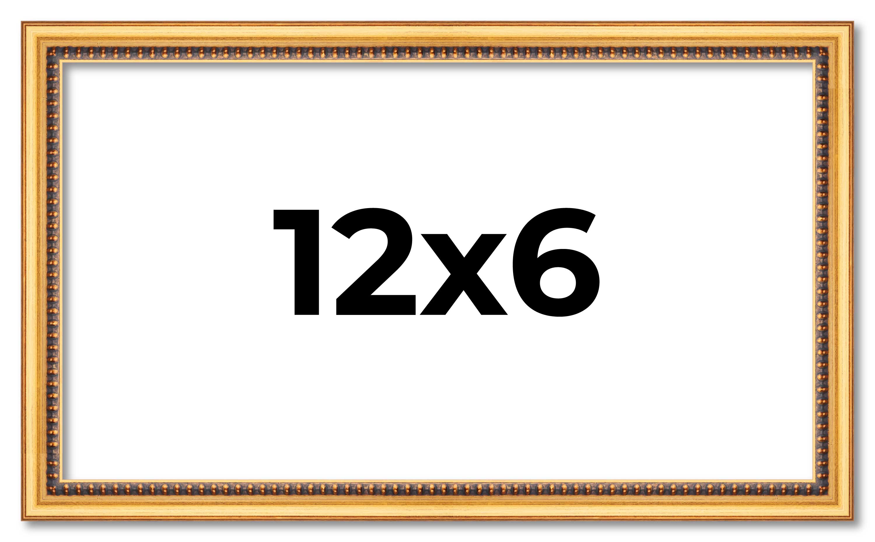 12x6 Frame Beaded Gold Solid Wood Picture Frame | 0.75 Inches Moulding Width | L main product image