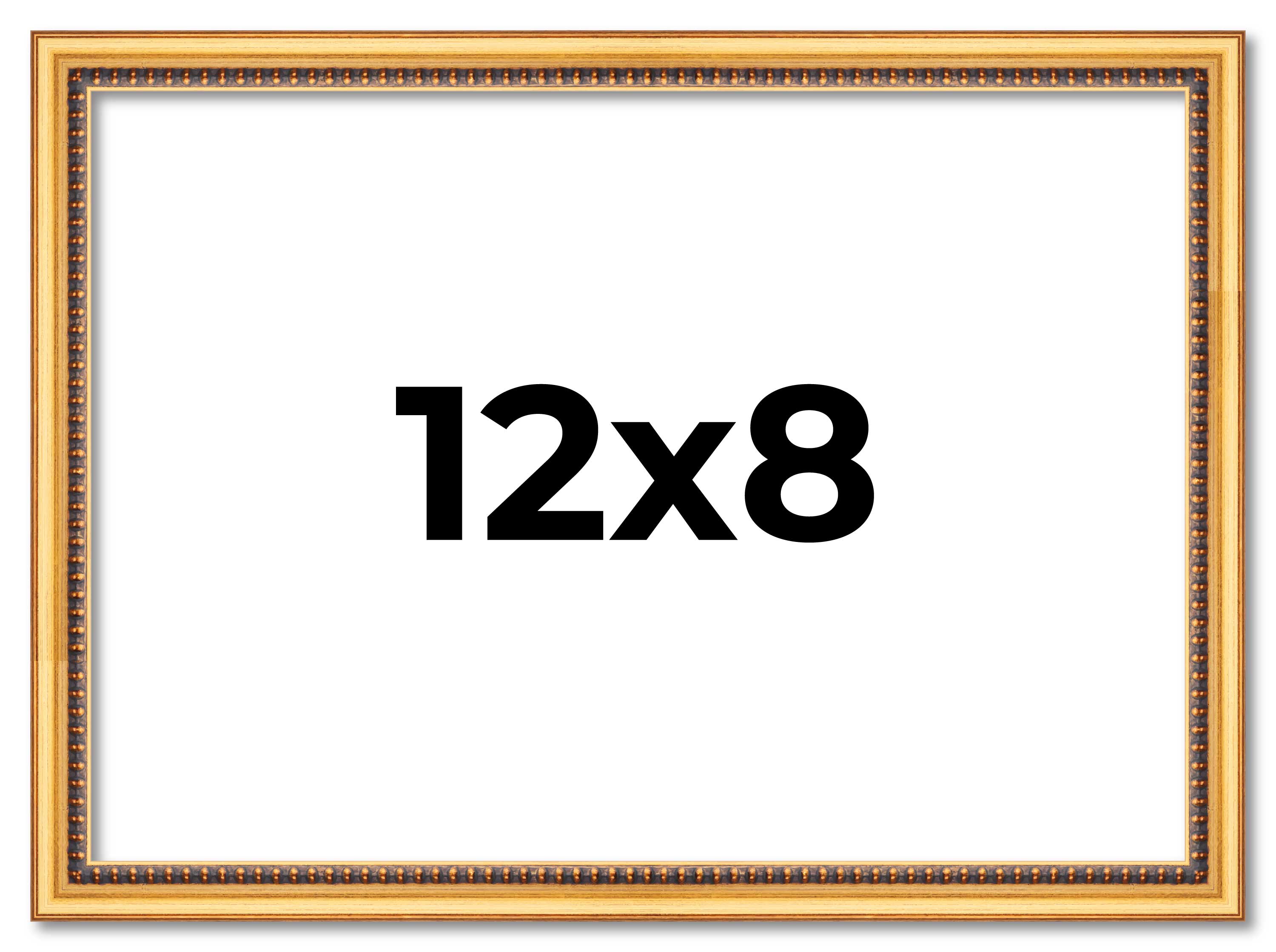 12x8 Frame Beaded Gold Solid Wood Picture Frame | 0.75 Inches Moulding Width | L main product image