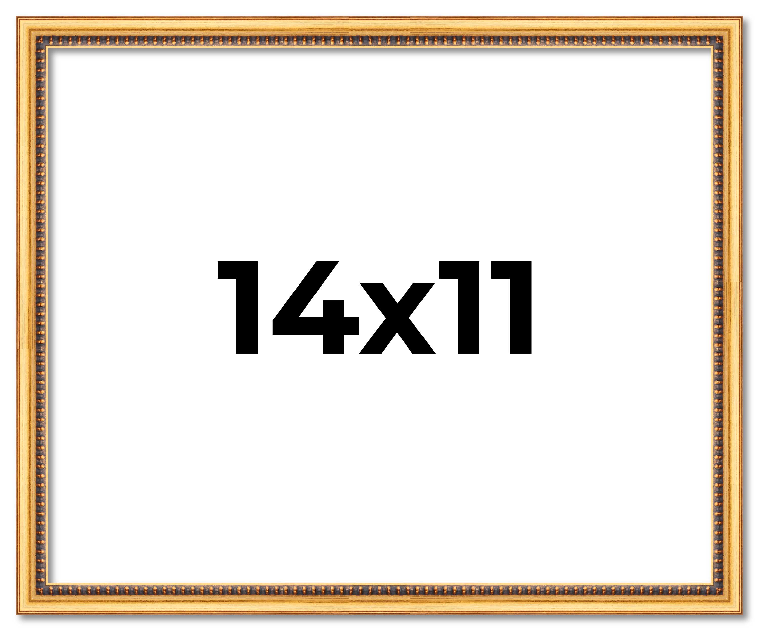 14x11 Frame Beaded Gold Solid Wood Picture Frame | 0.75 Inches Moulding Width main product image