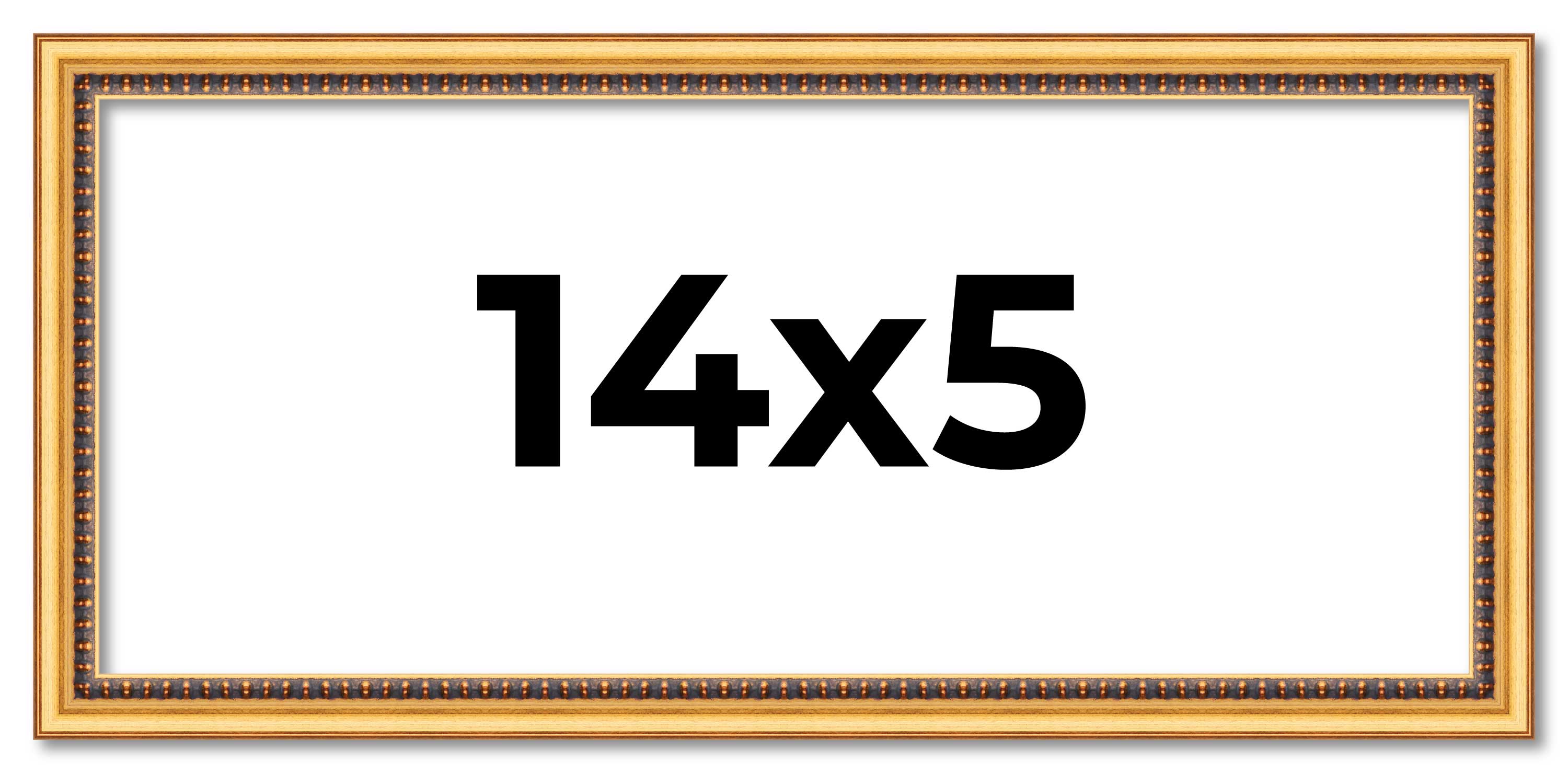 14x5 Frame Beaded Gold Solid Wood Picture Frame | 0.75 Inches Moulding Width | L main product image