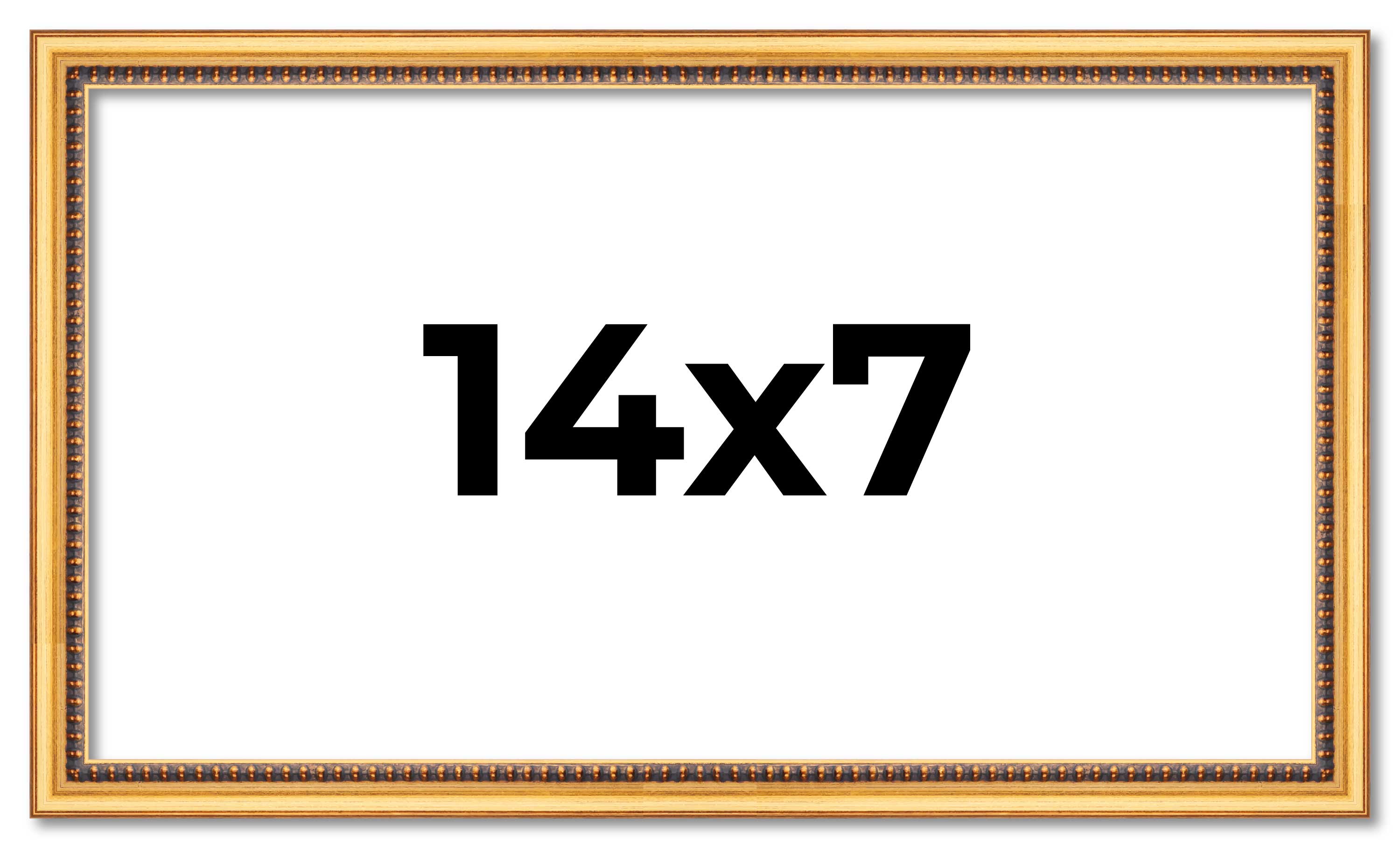 14x7 Frame Beaded Gold Solid Wood Picture Frame | 0.75 Inches Moulding Width | L main product image