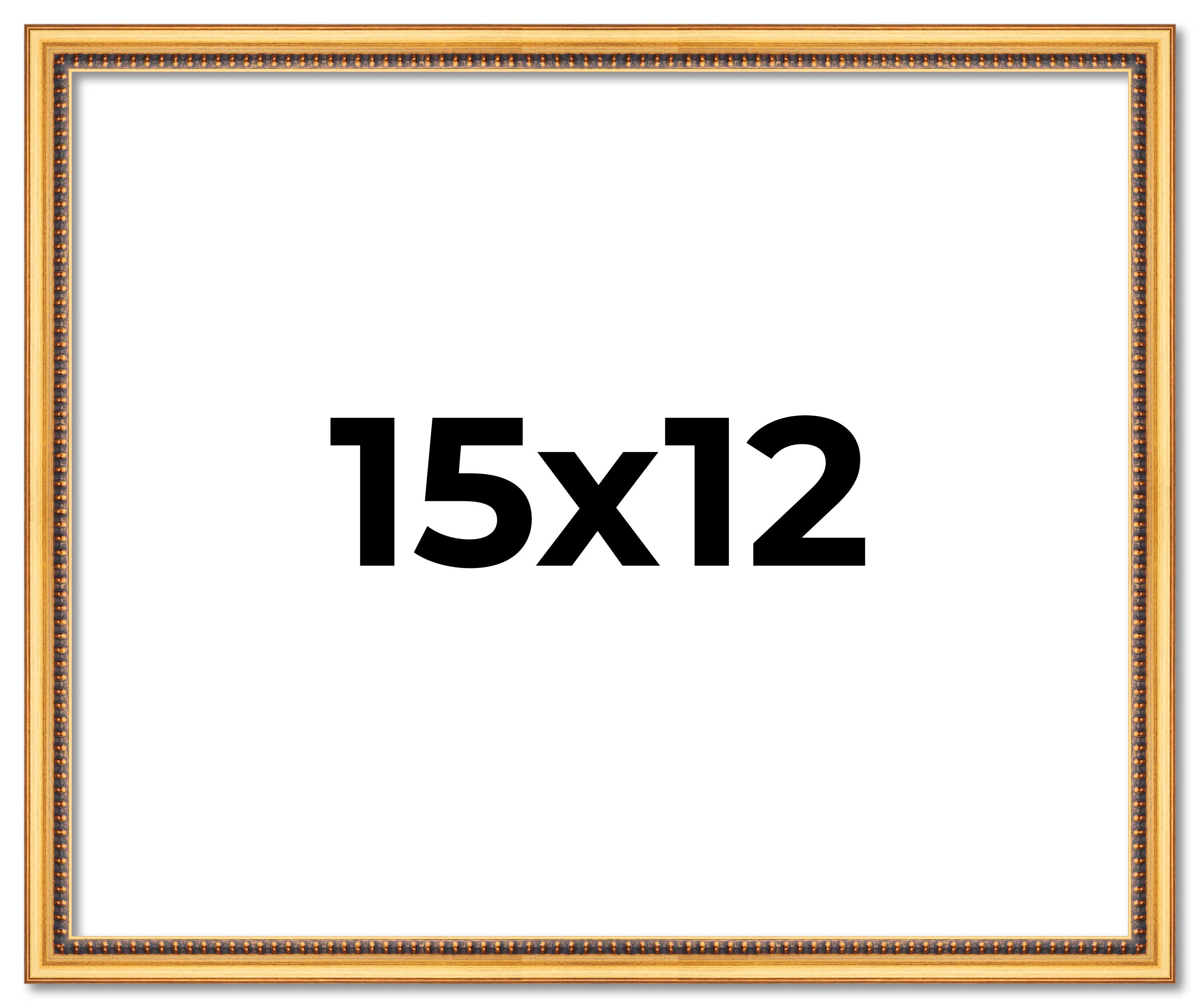 15x12 Frame Beaded Gold Solid Wood Picture Frame | 0.75 Inches Moulding Width main product image