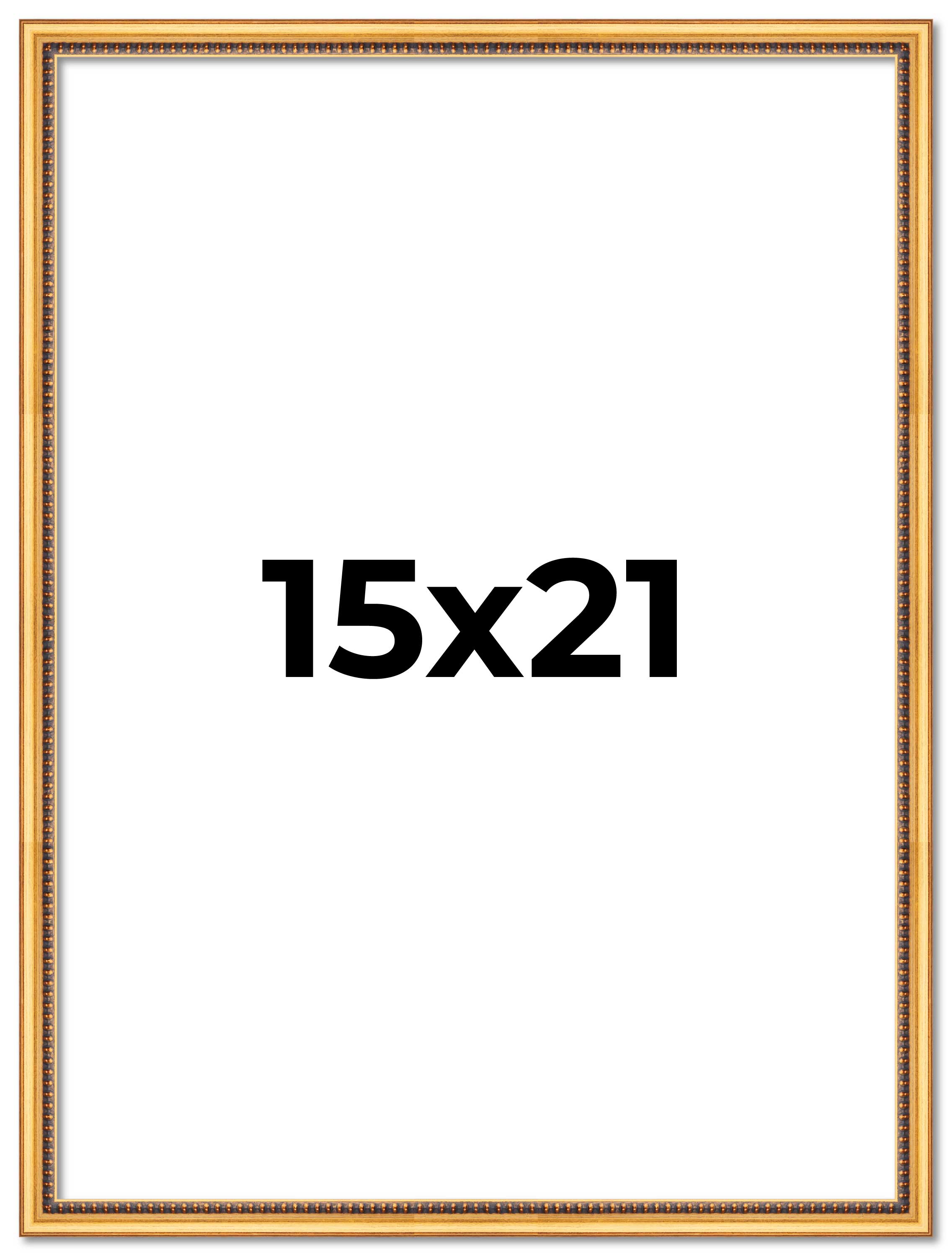 15x21 Frame Beaded Gold Solid Wood Picture Frame | 0.75 Inches Moulding Width main product image