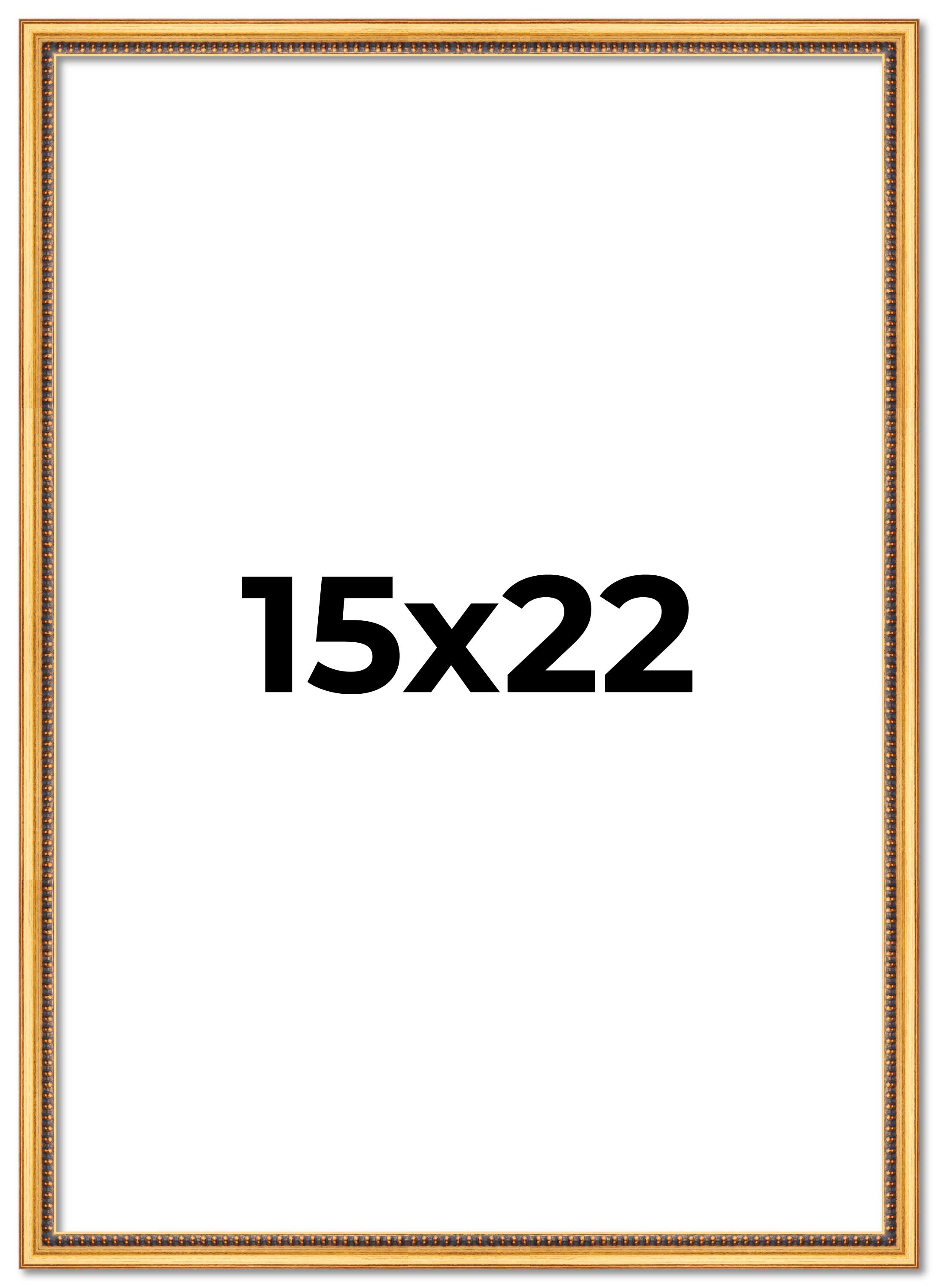 15x22 Frame Beaded Gold Solid Wood Picture Frame | 0.75 Inches Moulding Width |