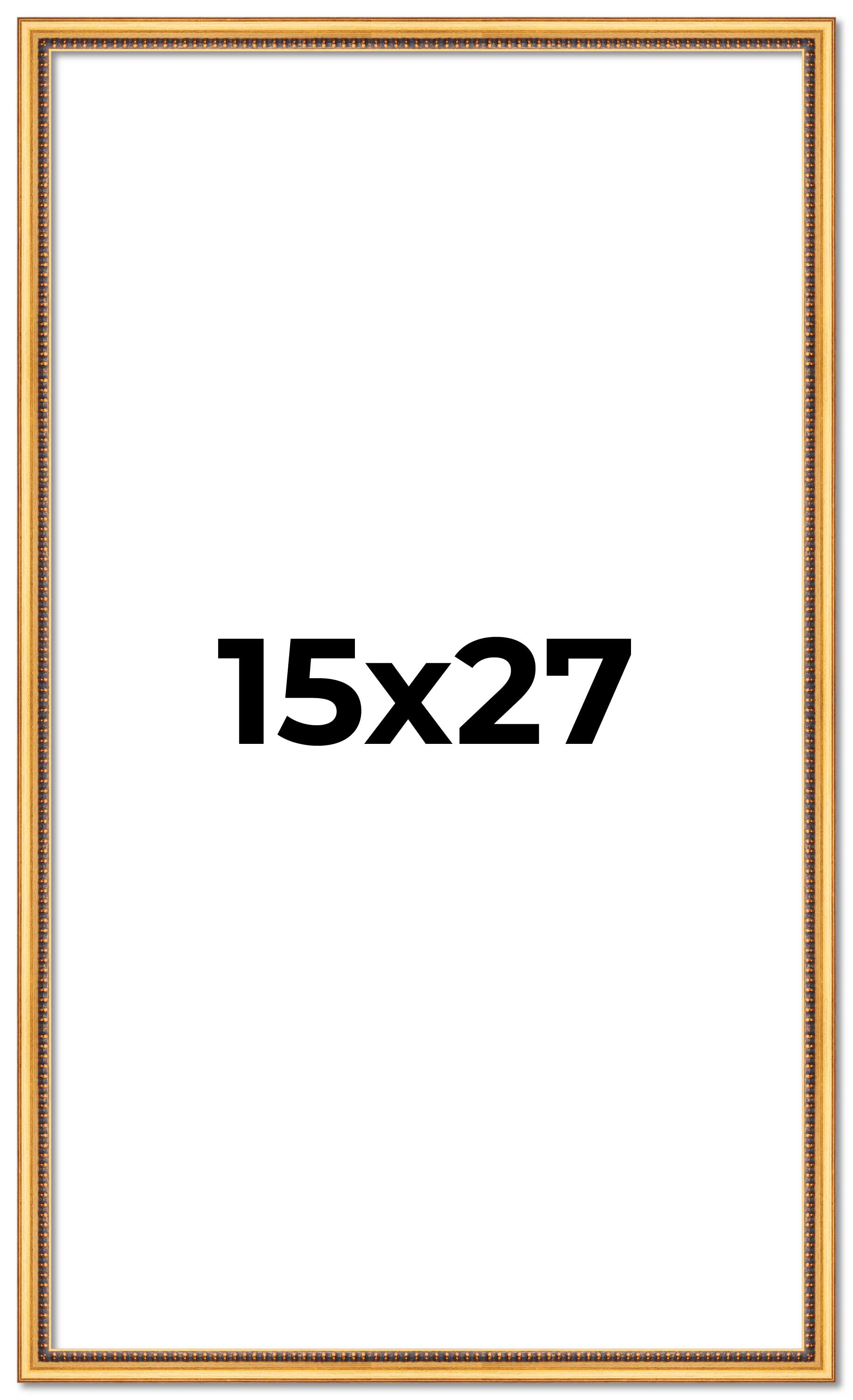 15x27 Frame Beaded Gold Solid Wood Picture Frame | 0.75 Inches Moulding Width main product image