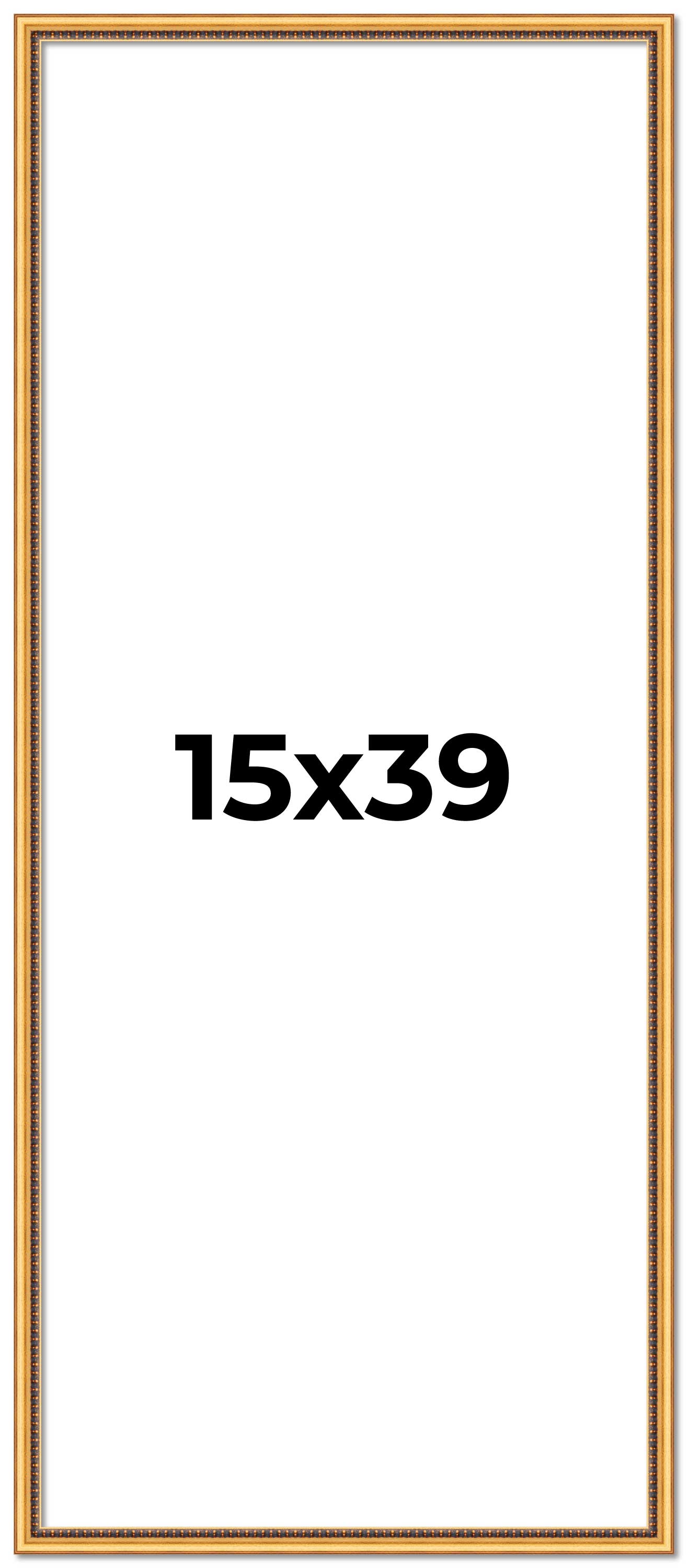 15x39 Frame Beaded Gold Solid Wood Picture Frame | 0.75 Inches Moulding Width main product image