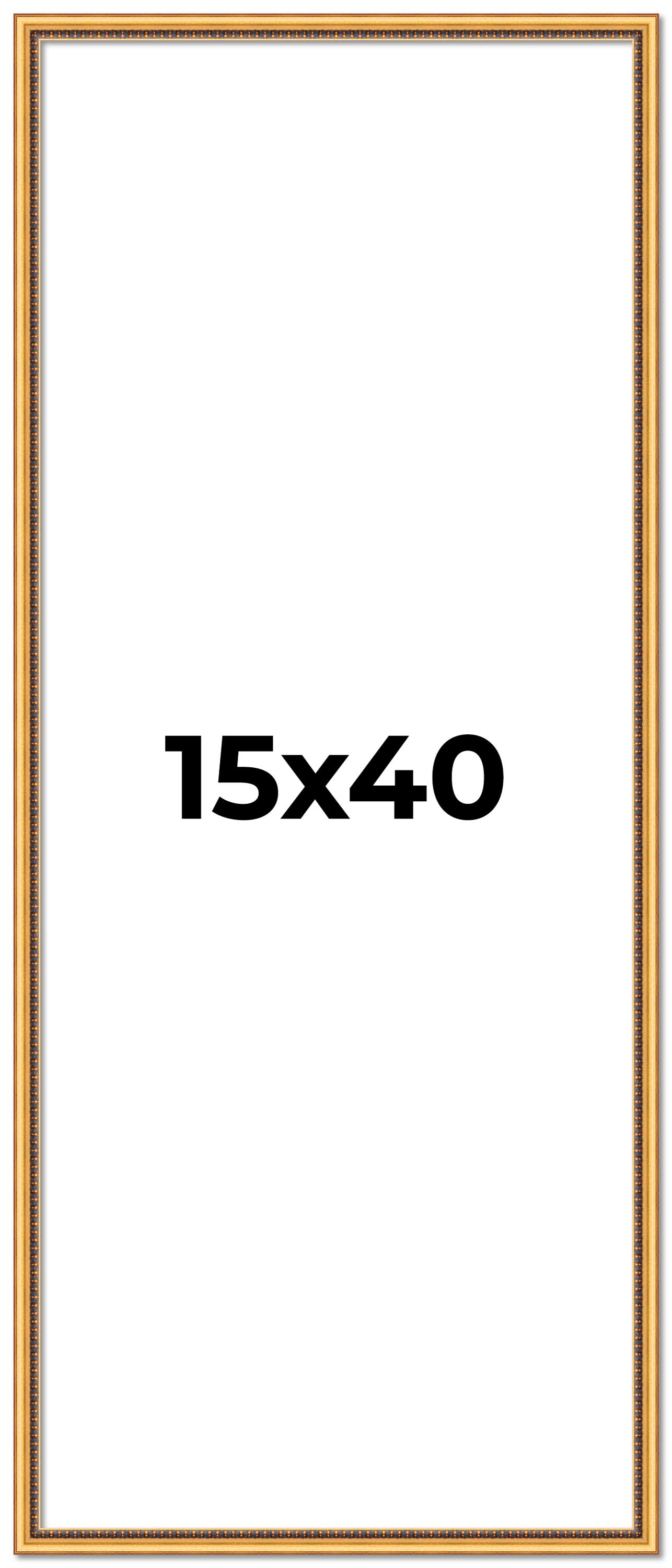 15x40 Frame Beaded Gold Solid Wood Picture Frame | 0.75 Inches Moulding Width main product image