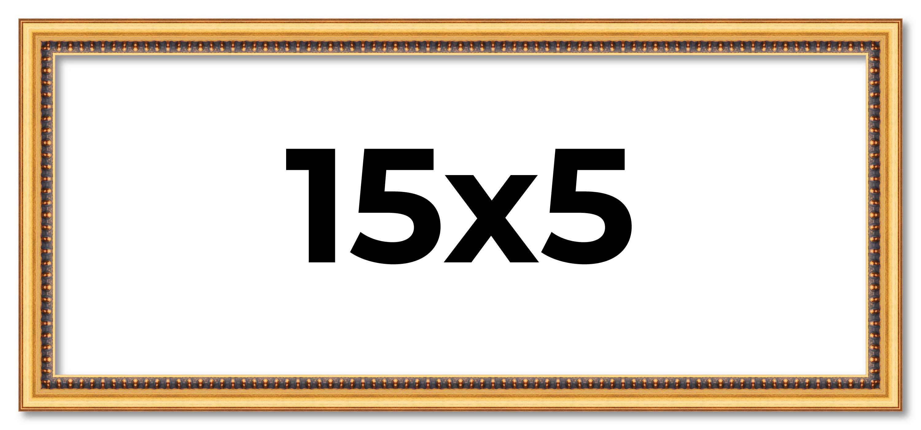 15x5 Frame Beaded Gold Solid Wood Picture Frame | 0.75 Inches Moulding Width | L main product image