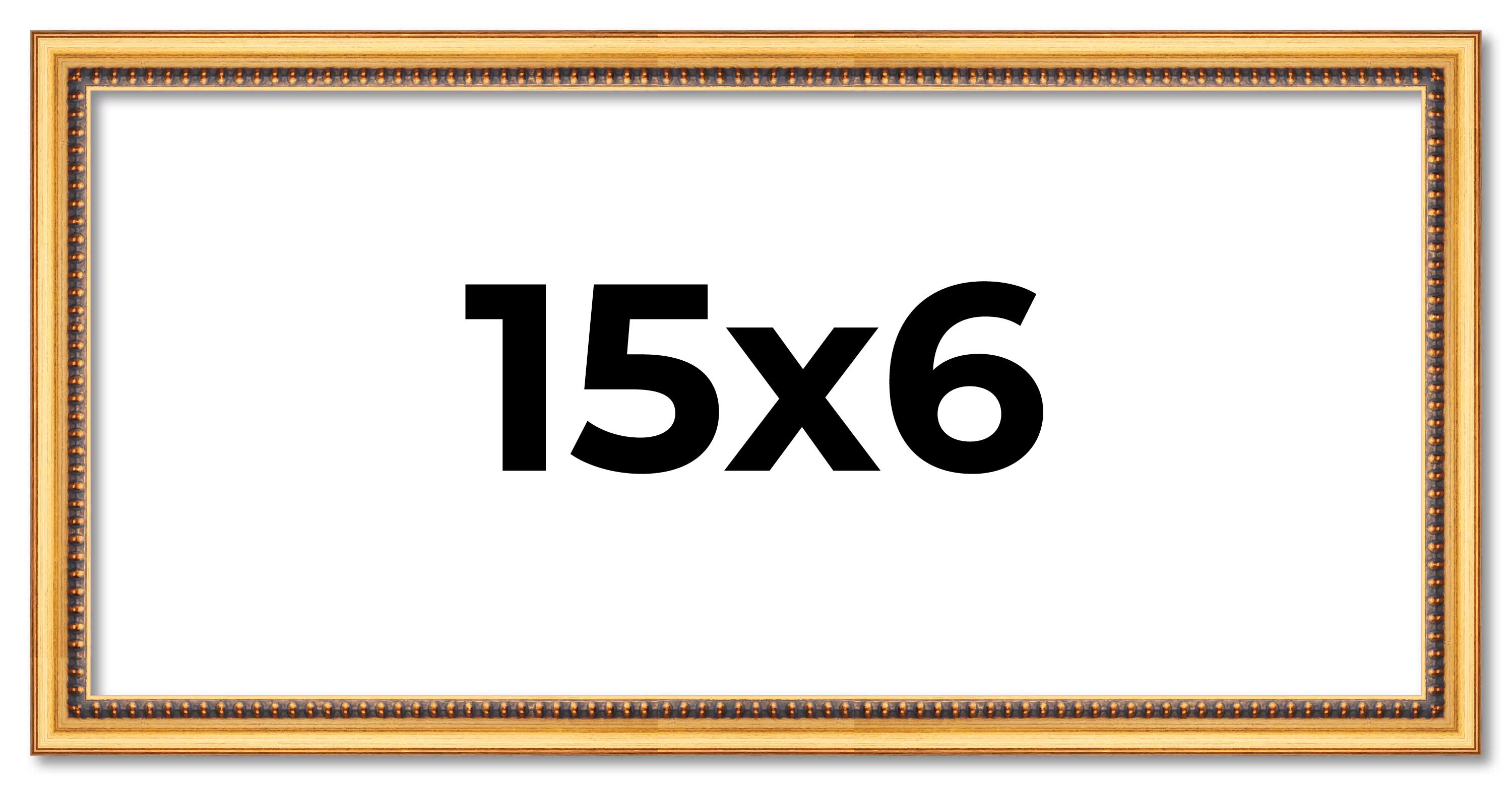 15x6 Frame Beaded Gold Solid Wood Picture Frame | 0.75 Inches Moulding Width | L main product image