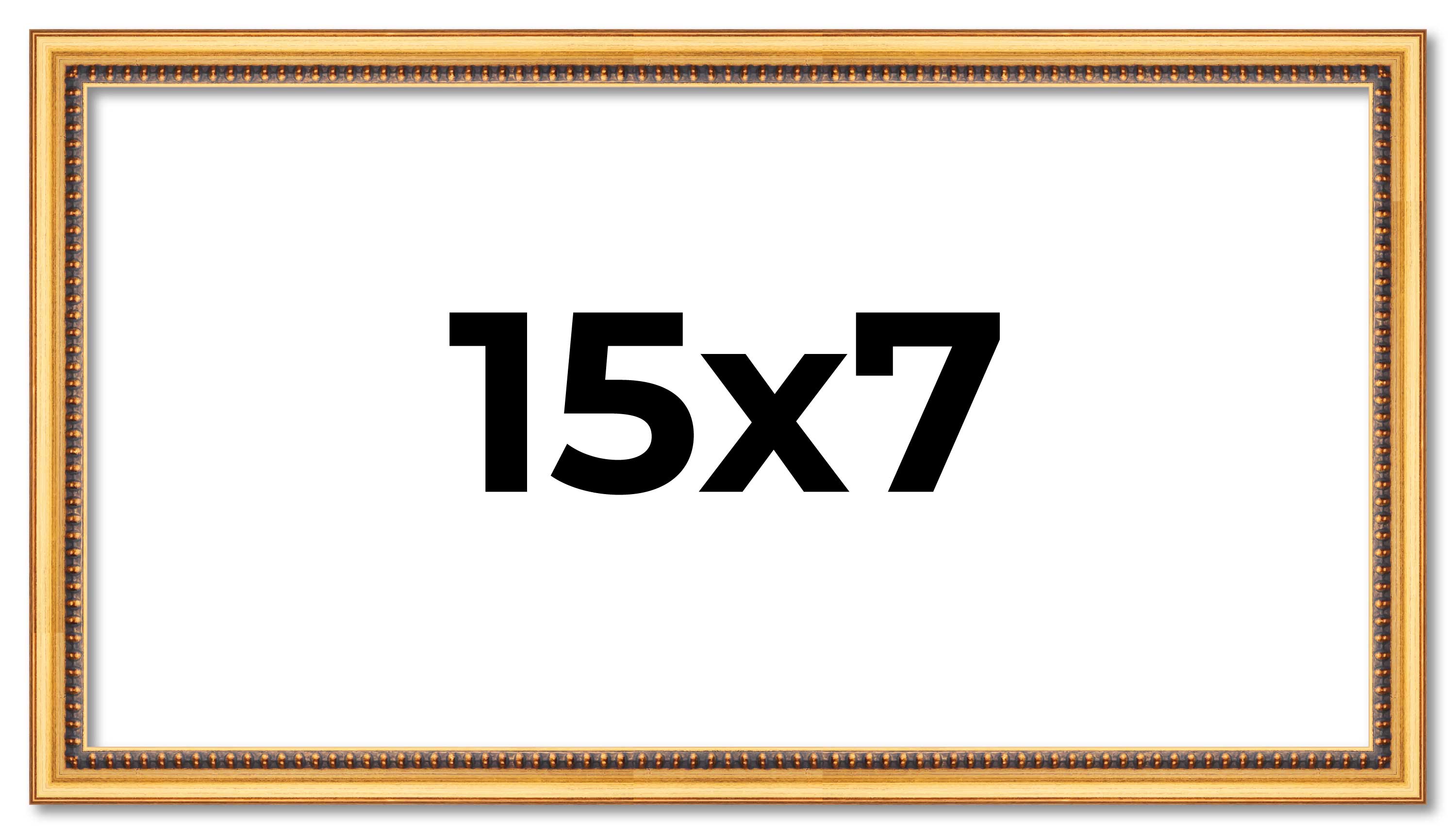 15x7 Frame Beaded Gold Solid Wood Picture Frame | 0.75 Inches Moulding Width | L main product image
