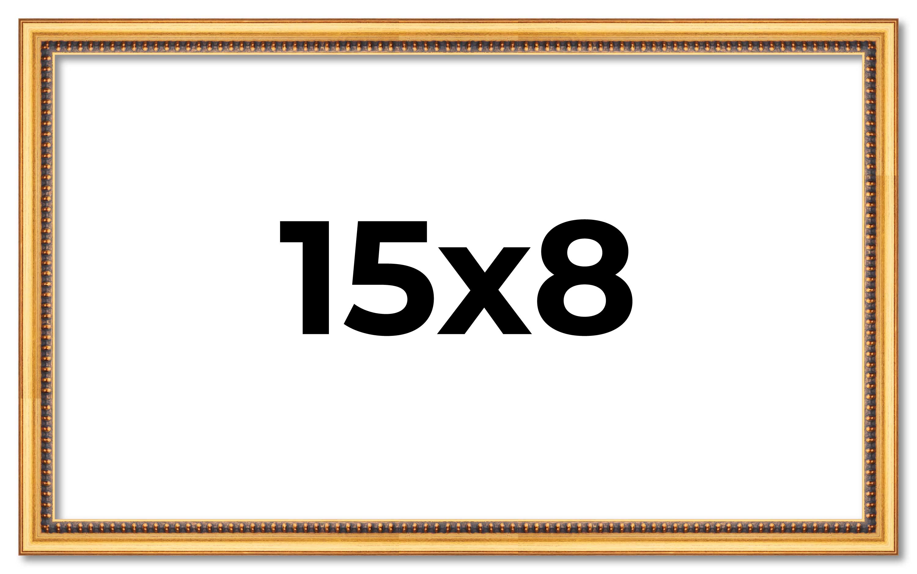 15x8 Frame Beaded Gold Solid Wood Picture Frame | 0.75 Inches Moulding Width | L main product image