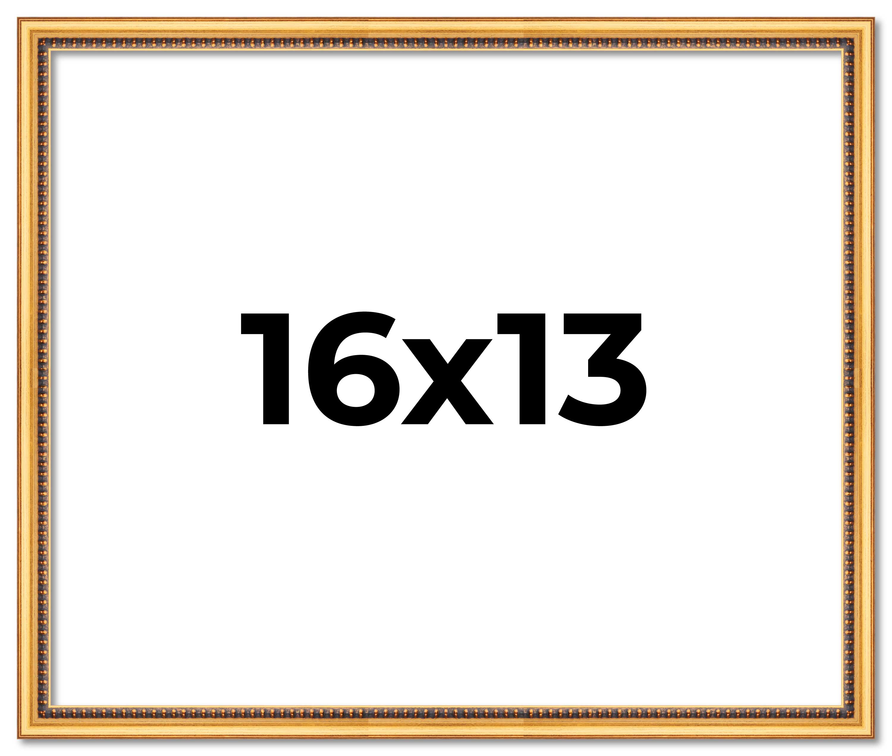 16x13 Frame Beaded Gold Solid Wood Picture Frame | 0.75 Inches Moulding Width main product image
