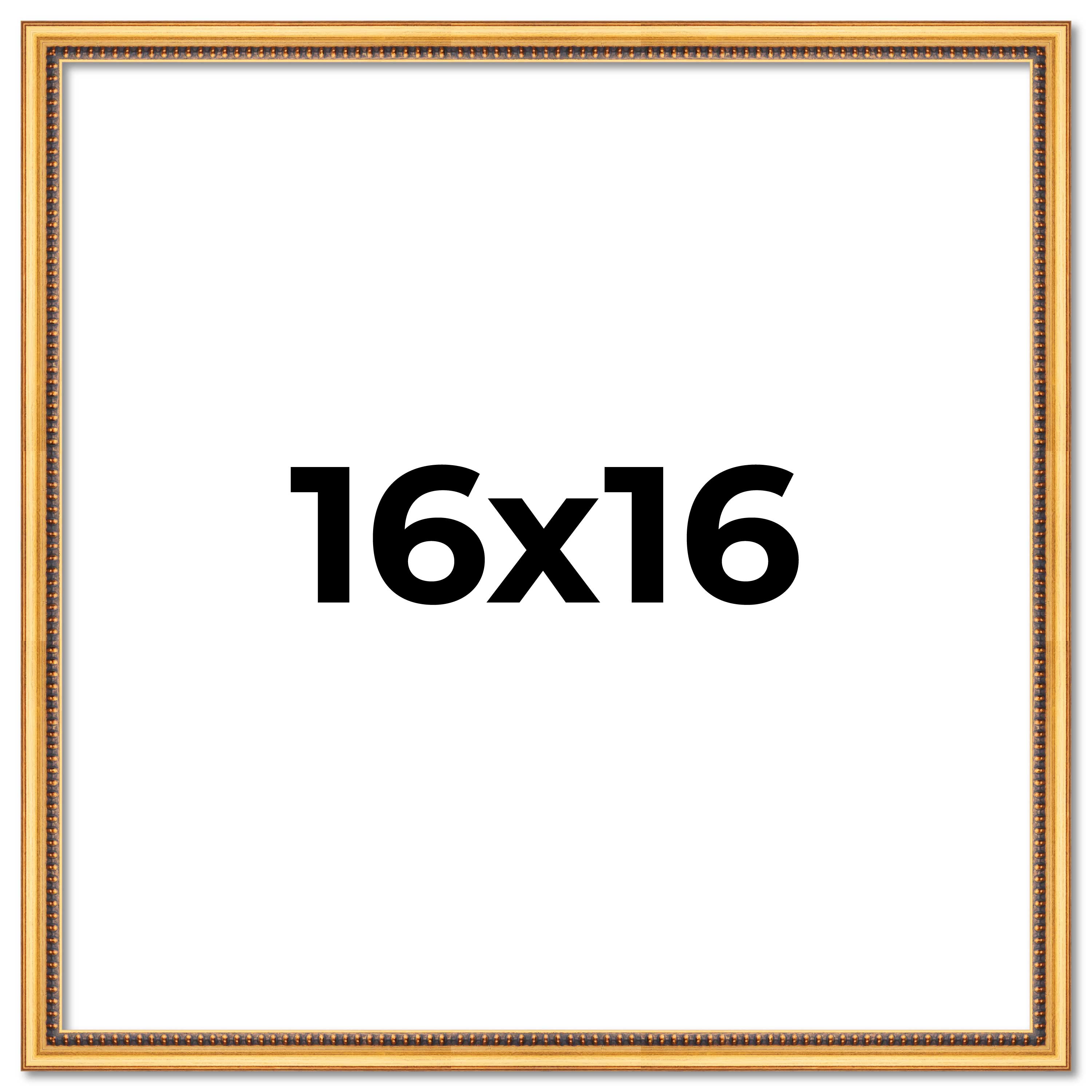 16x16 Frame Beaded Gold Solid Wood Picture Frame | 0.75 Inches Moulding Width main product image