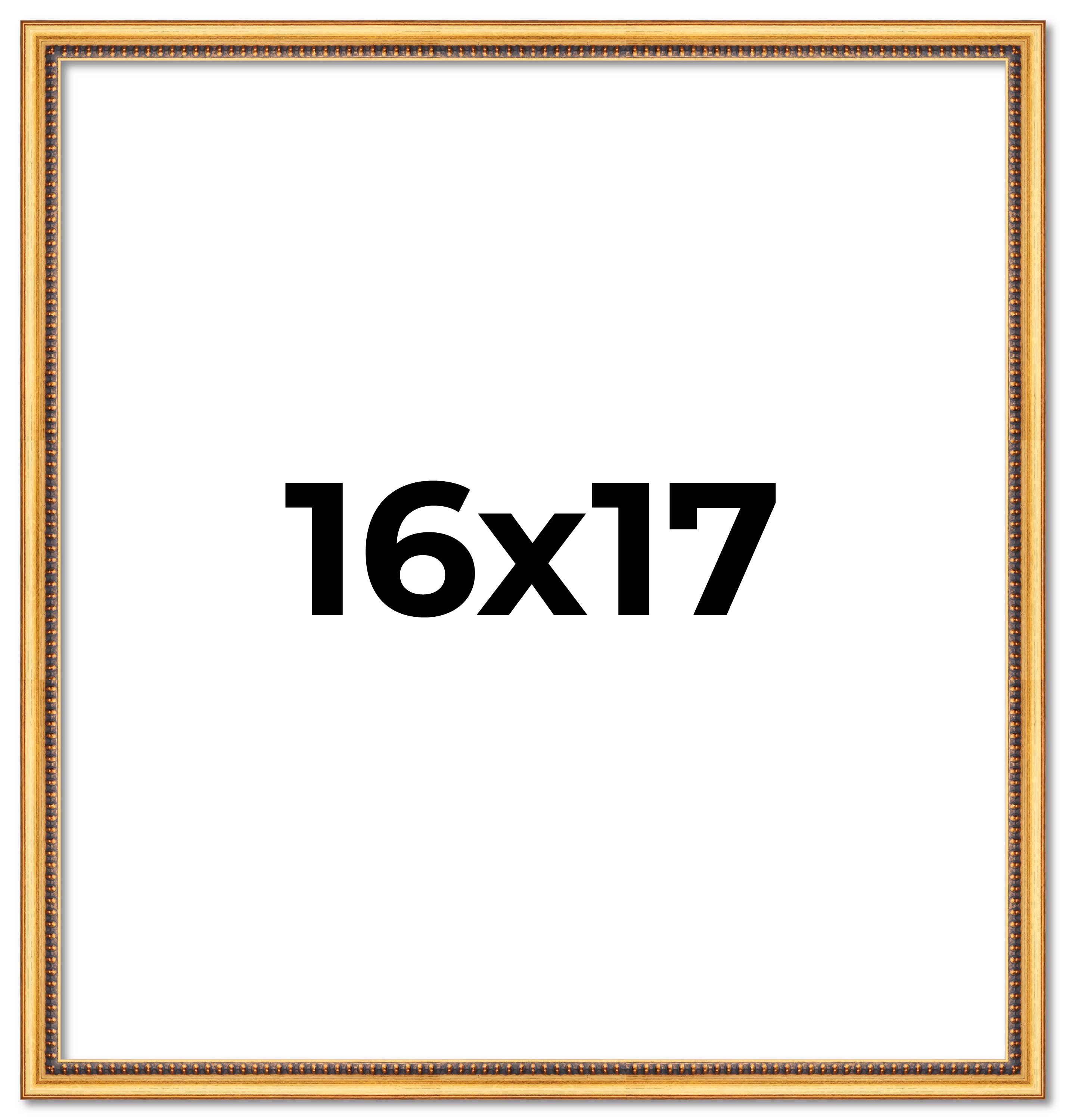 16x17 Frame Beaded Gold Solid Wood Picture Frame | 0.75 Inches Moulding Width main product image