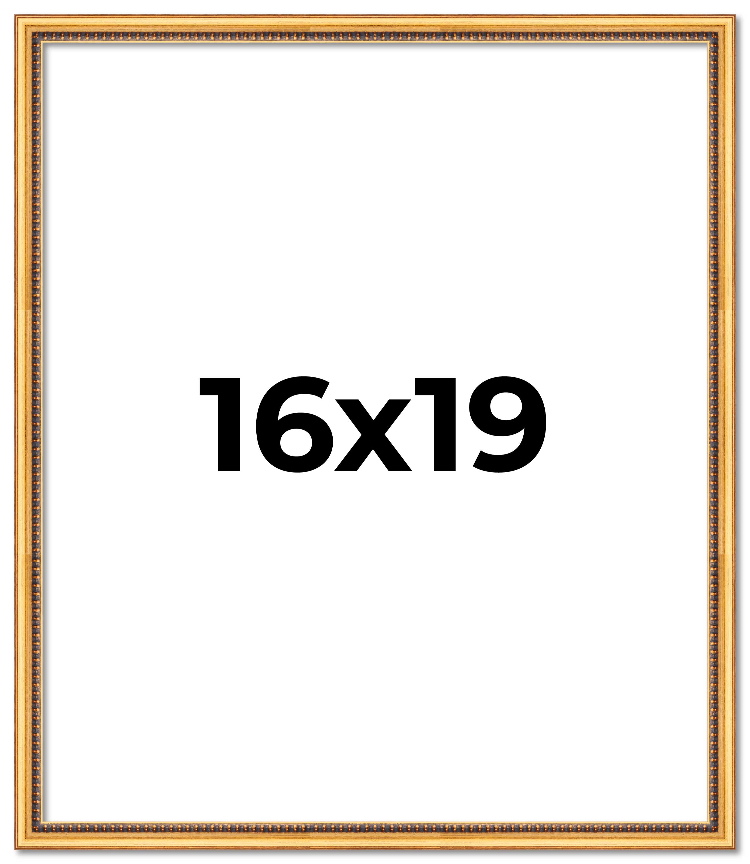16x19 Frame Beaded Gold Solid Wood Picture Frame | 0.75 Inches Moulding Width main product image