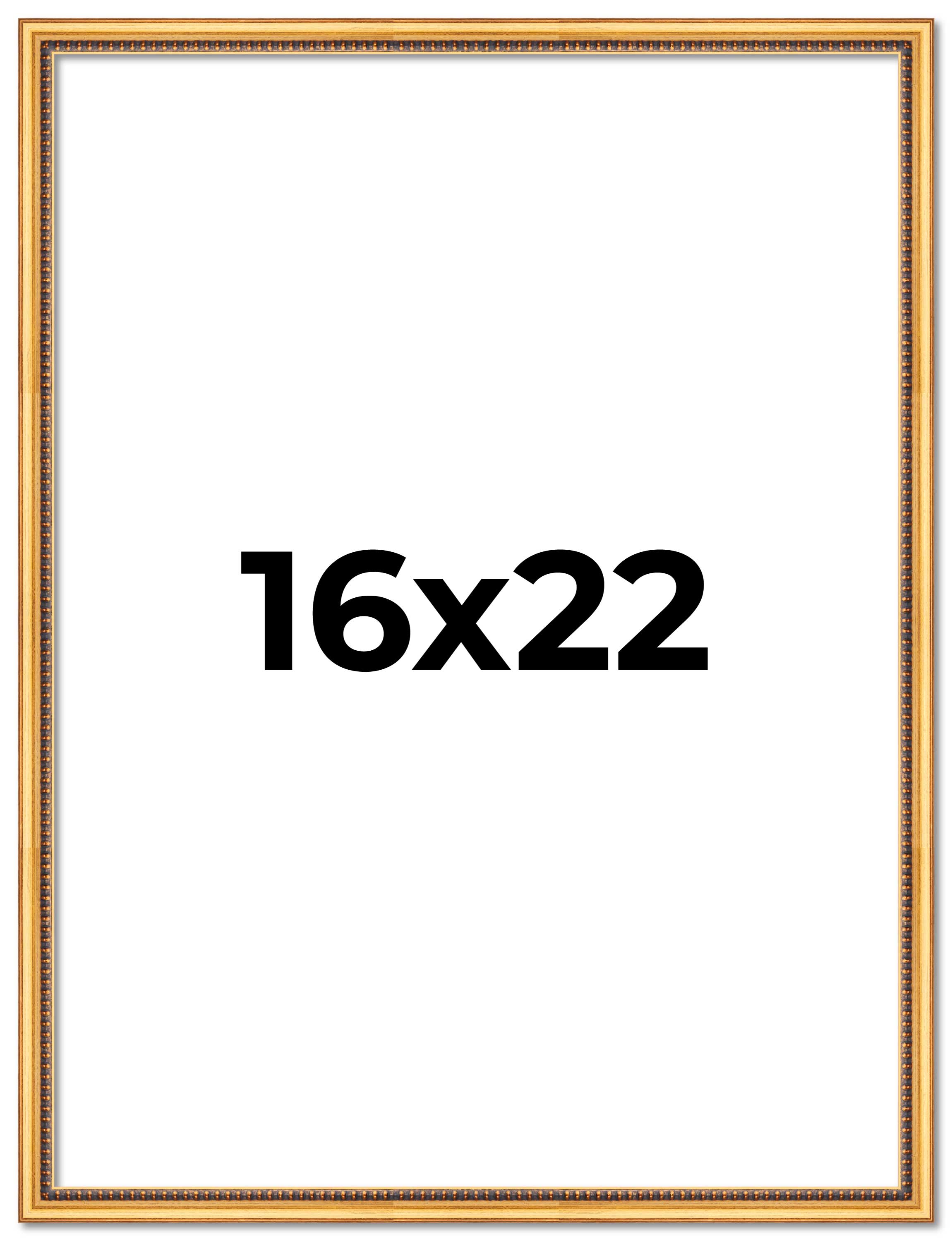 16x22 Frame Beaded Gold Solid Wood Picture Frame | 0.75 Inches Moulding Width main product image