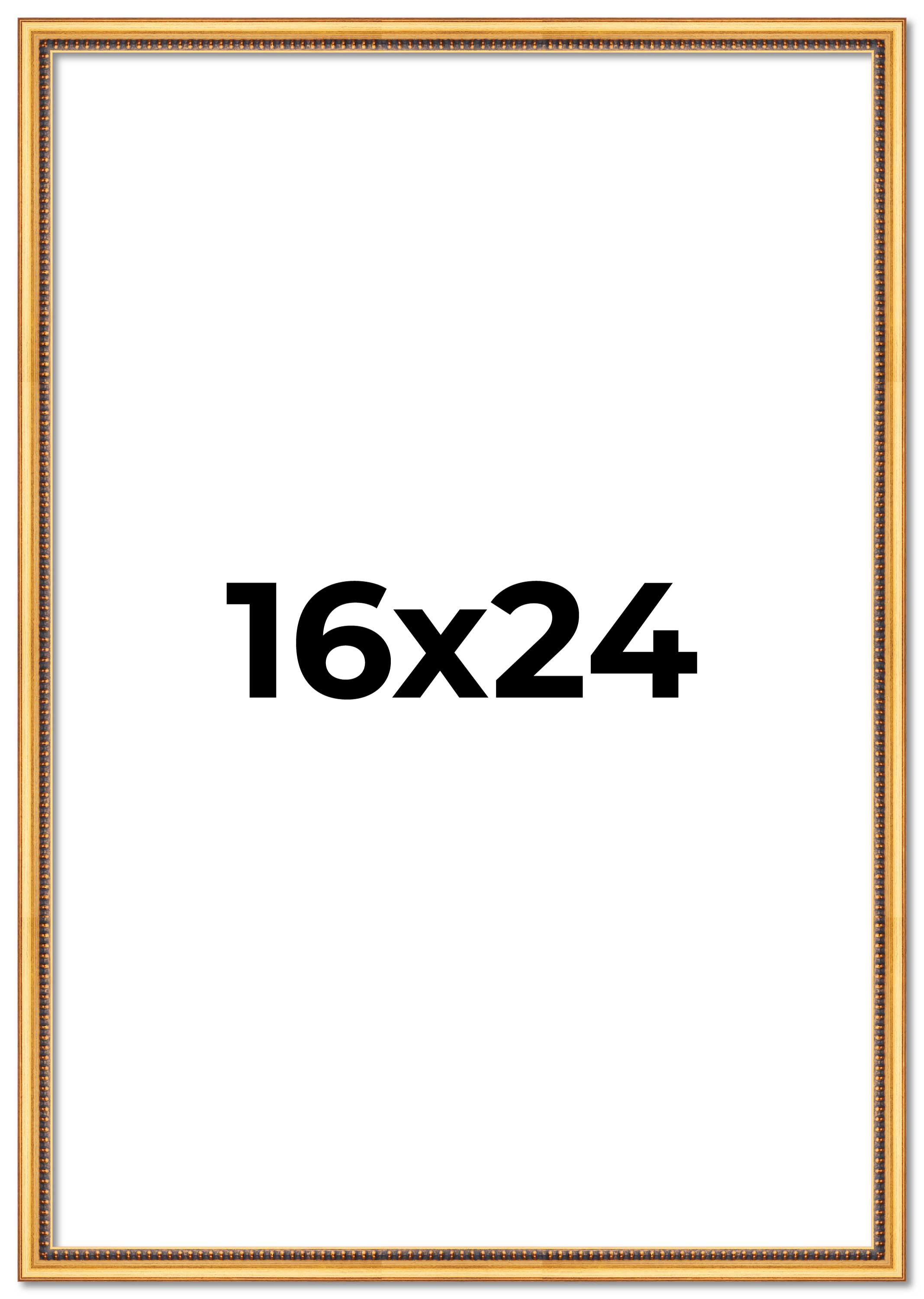 16x24 Frame Beaded Gold Solid Wood Picture Frame | 0.75 Inches Moulding Width main product image