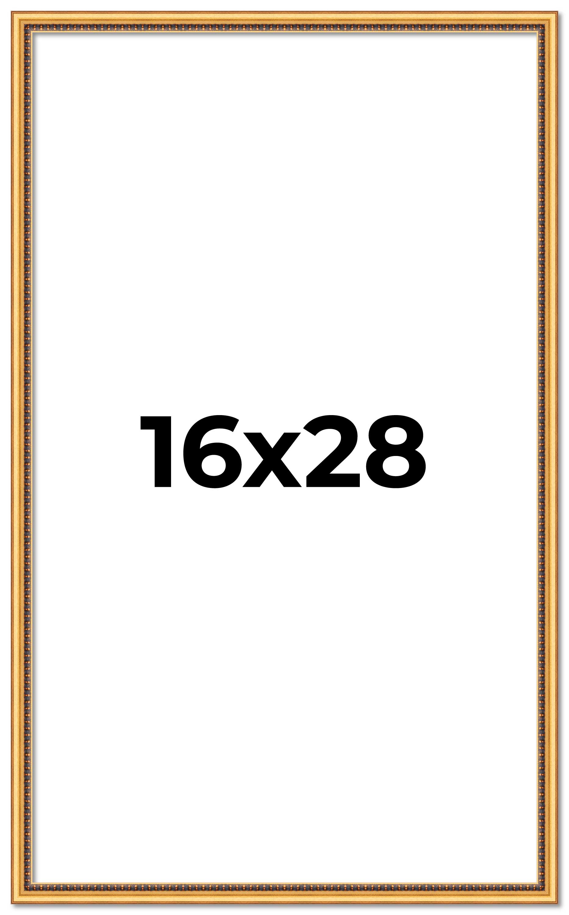 16x28 Frame Beaded Gold Solid Wood Picture Frame | 0.75 Inches Moulding Width main product image