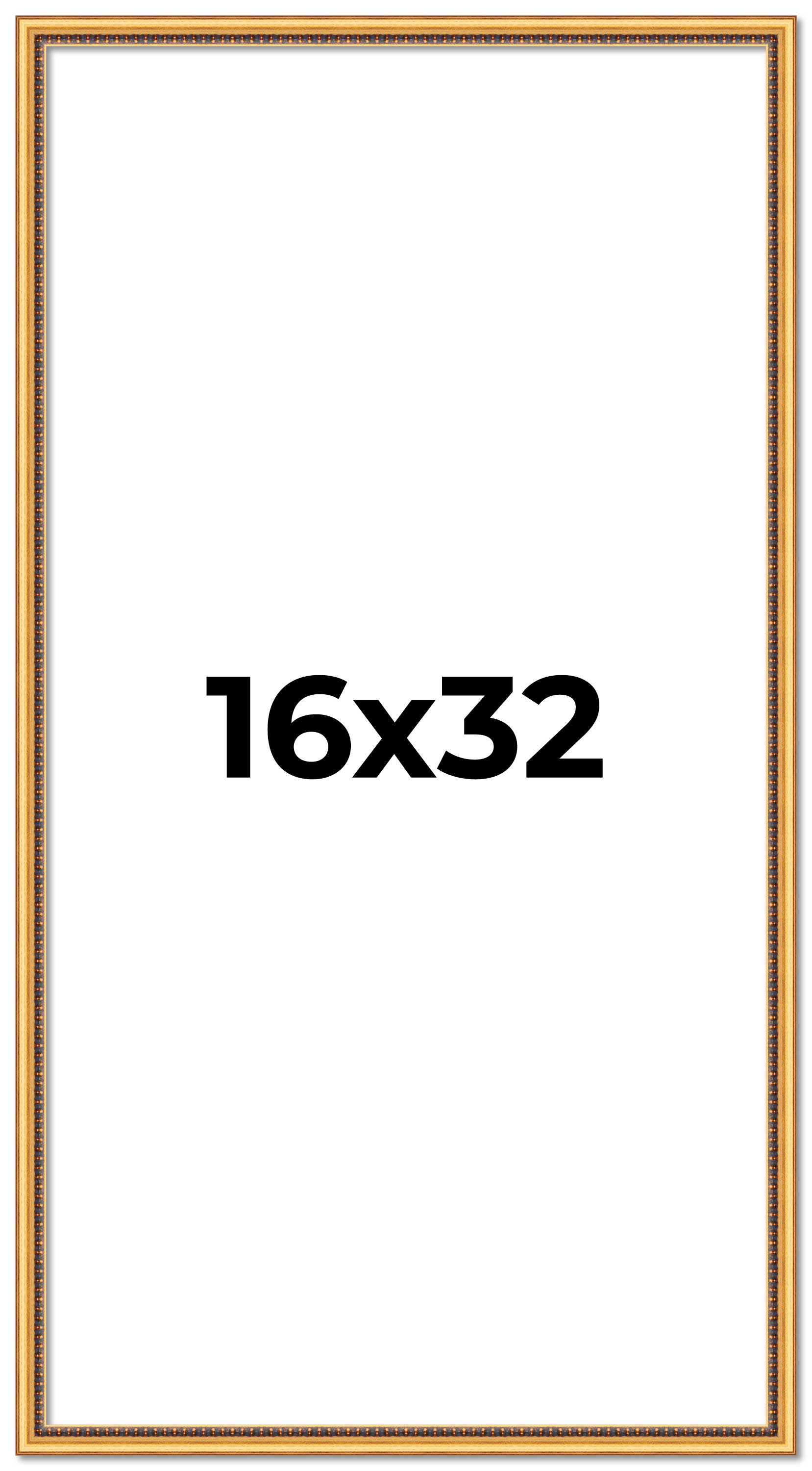 16x32 Frame Beaded Gold Solid Wood Picture Frame | 0.75 Inches Moulding Width main product image