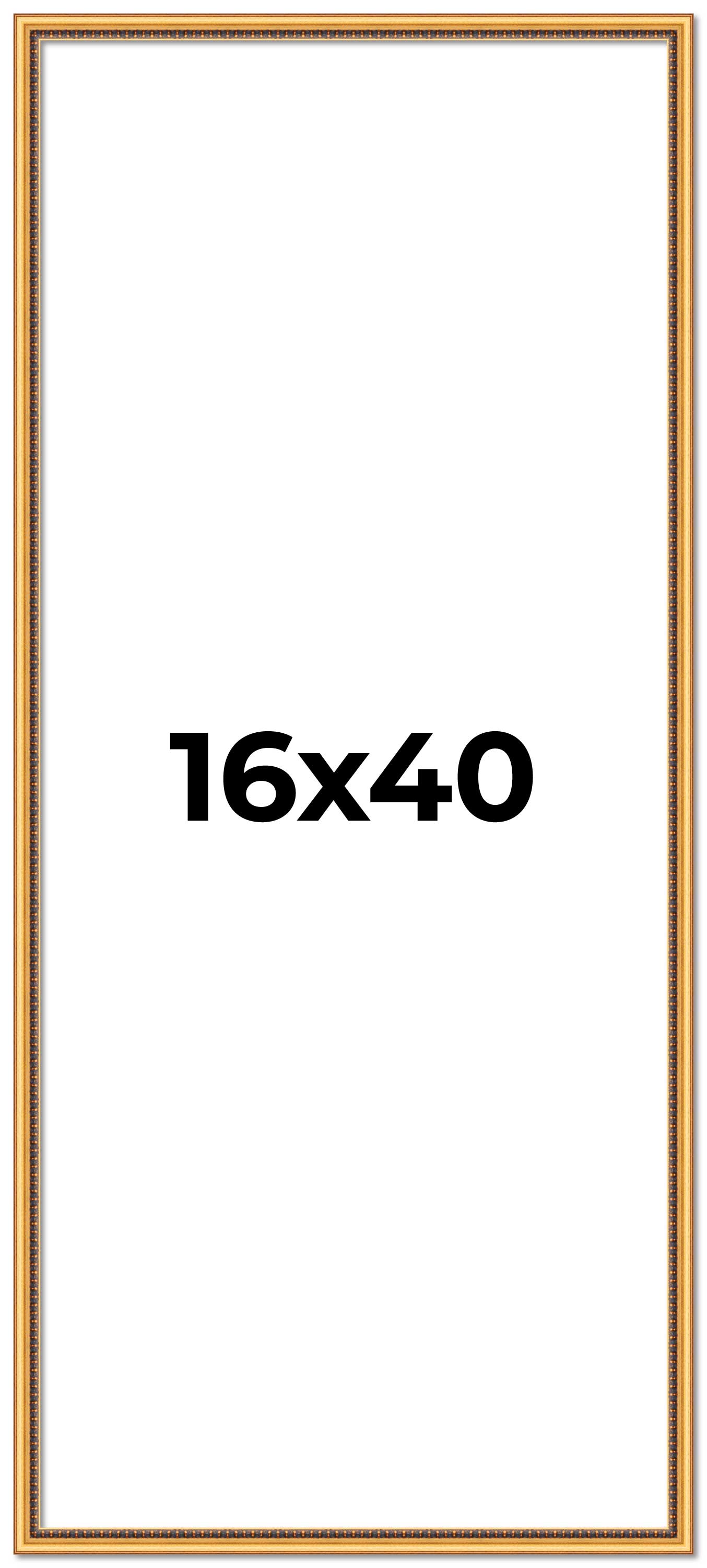 16x40 Frame Beaded Gold Solid Wood Picture Frame | 0.75 Inches Moulding Width |
