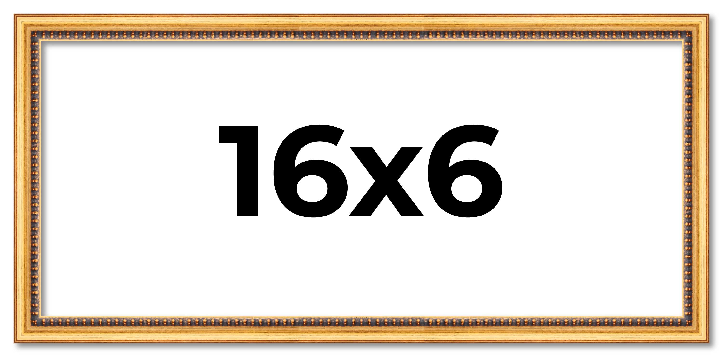 16x6 Frame Beaded Gold Solid Wood Picture Frame | 0.75 Inches Moulding Width | L main product image