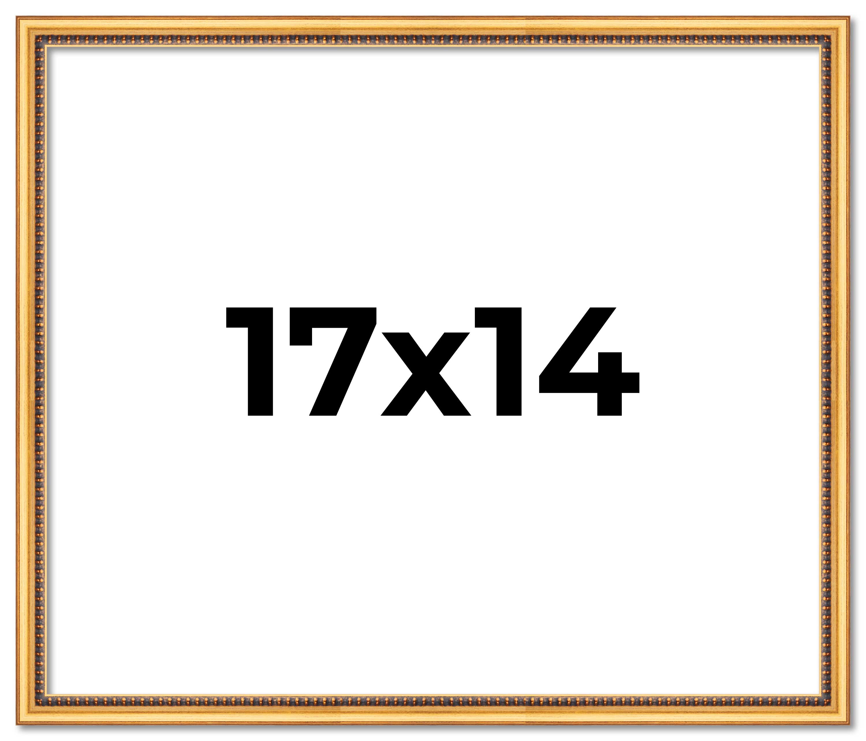 17×14 Frame Beaded Gold Solid Wood Picture Frame | 0.75 Inches Moulding Width |