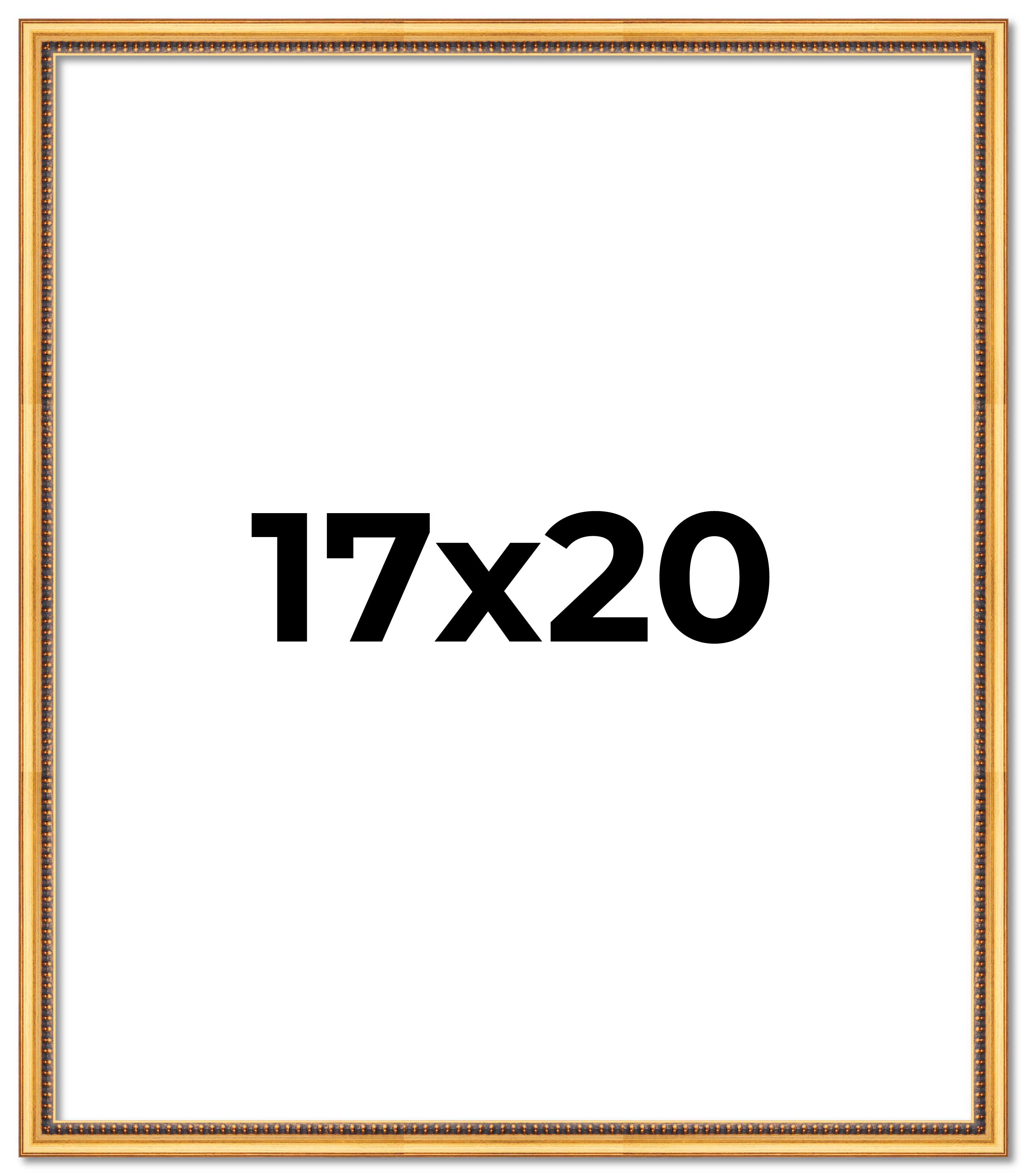 17x20 Frame Beaded Gold Solid Wood Picture Frame | 0.75 Inches Moulding Width main product image