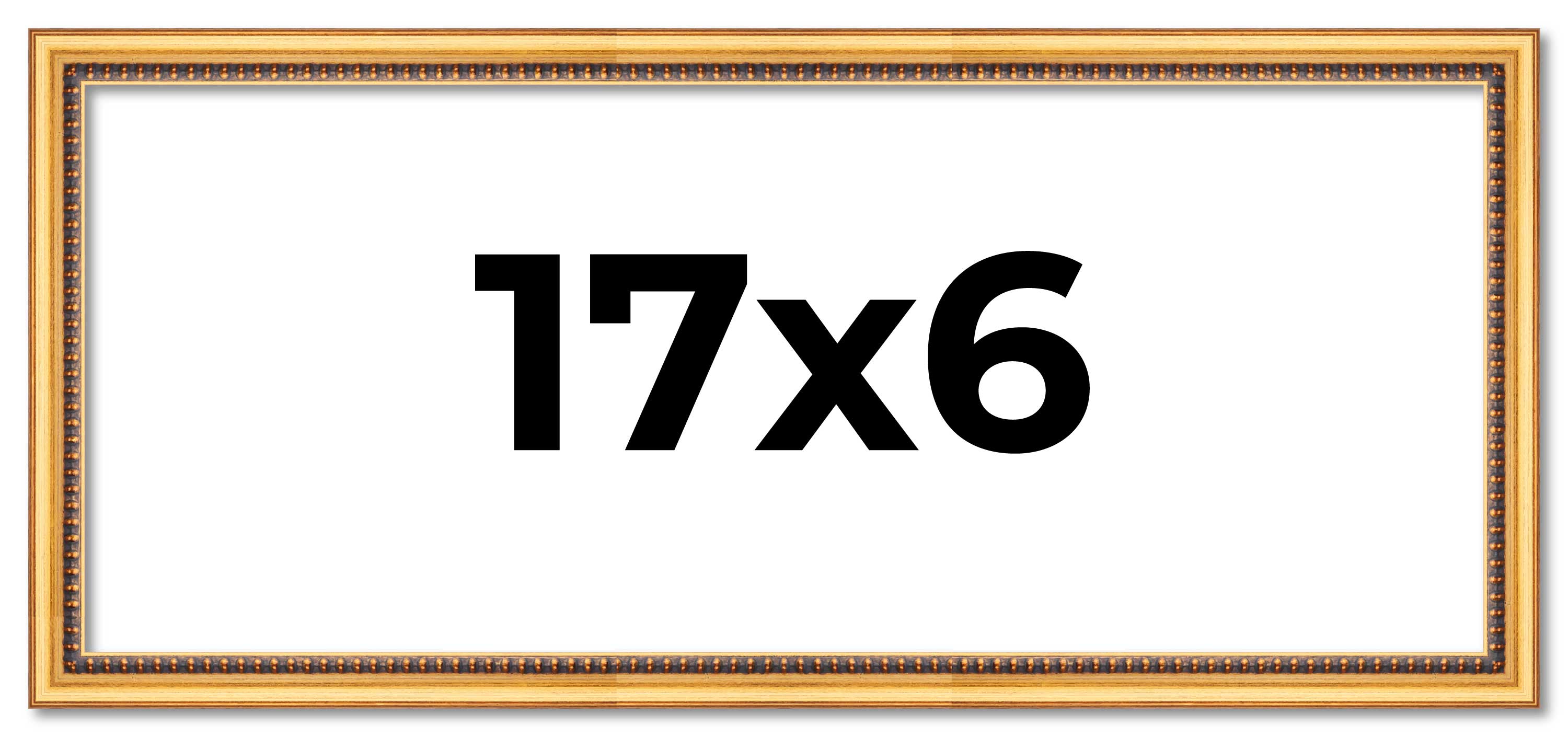 17x6 Frame Beaded Gold Solid Wood Picture Frame | 0.75 Inches Moulding Width | L main product image