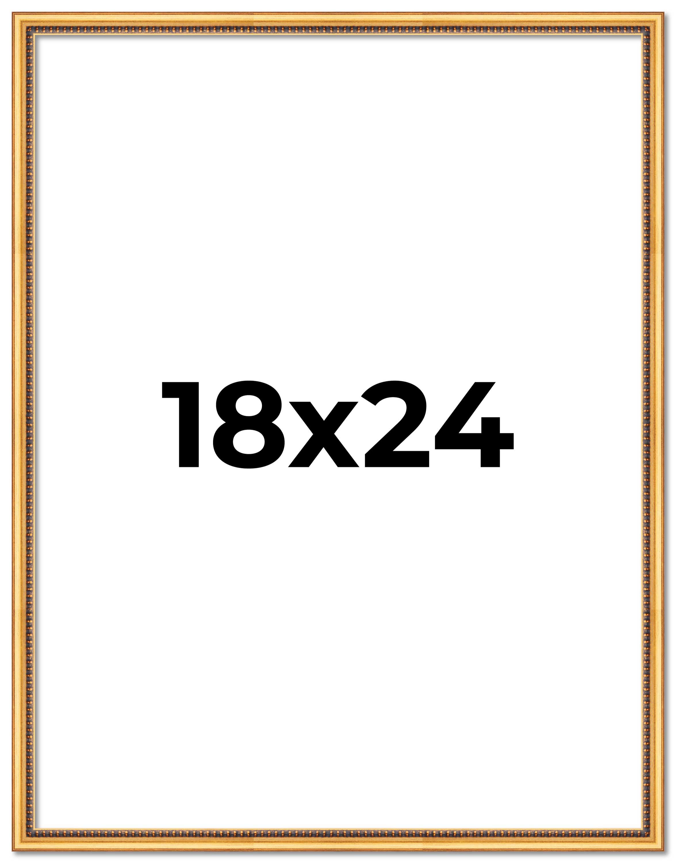 18x24 Rahmen Perlen Gold Massivholz Bilderrahmen | 0,75 cm Zierleistenbreite |