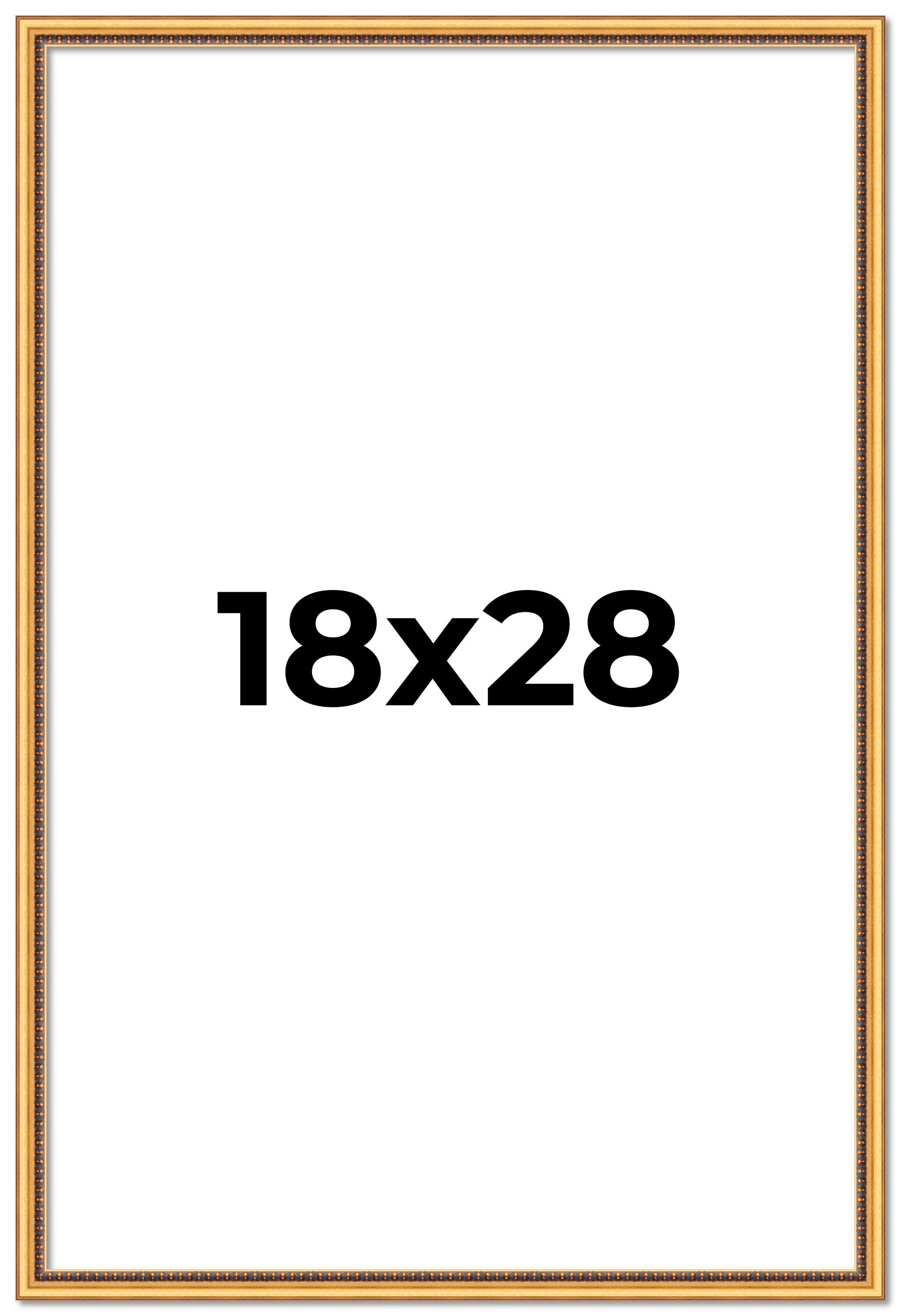 18x28 Frame Beaded Gold Solid Wood Picture Frame | 0.75 Inches Moulding Width main product image