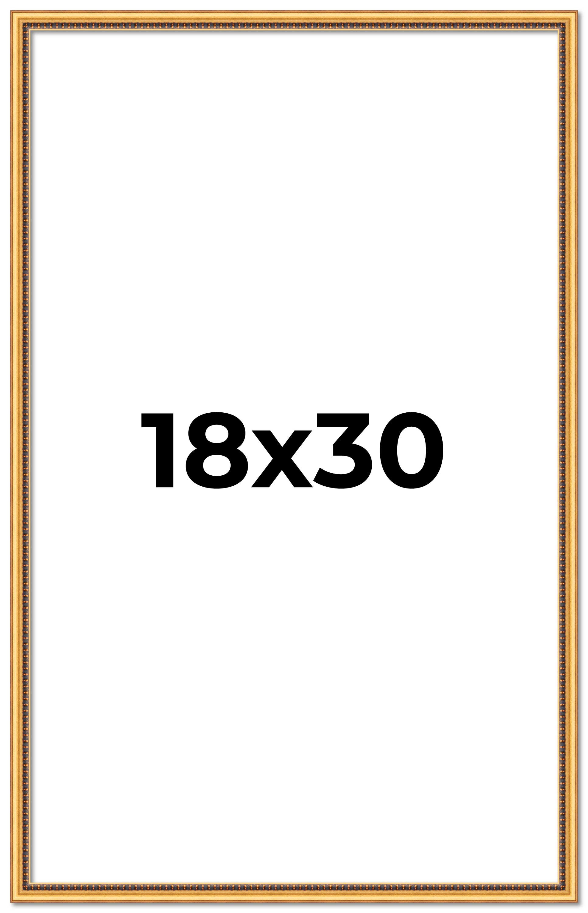 18×30 Frame Beaded Gold Solid Wood Picture Frame | 0.75 Inches Moulding Width |
