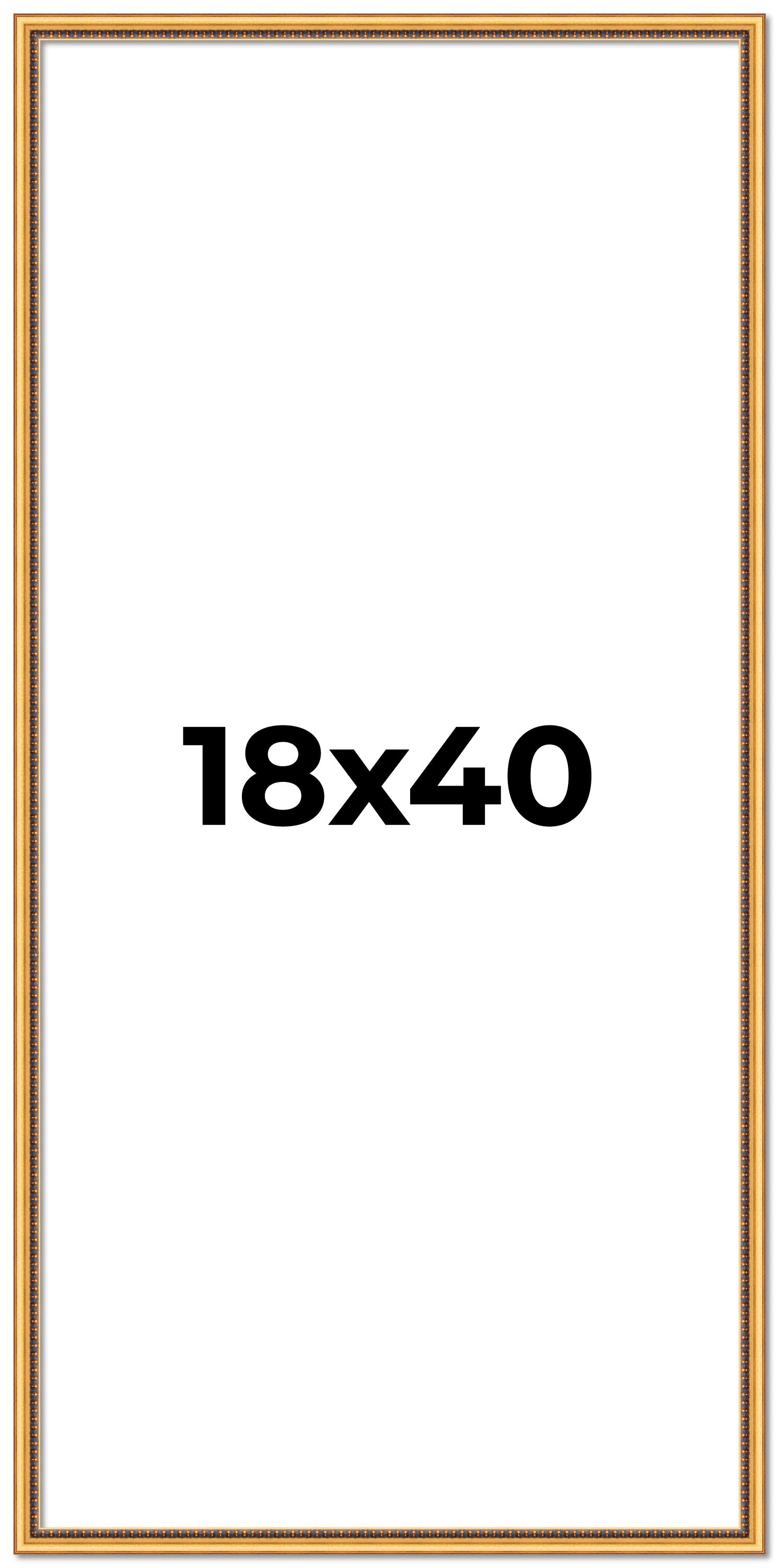 18×40 Frame Beaded Gold Solid Wood Picture Frame | 0.75 Inches Moulding Width |