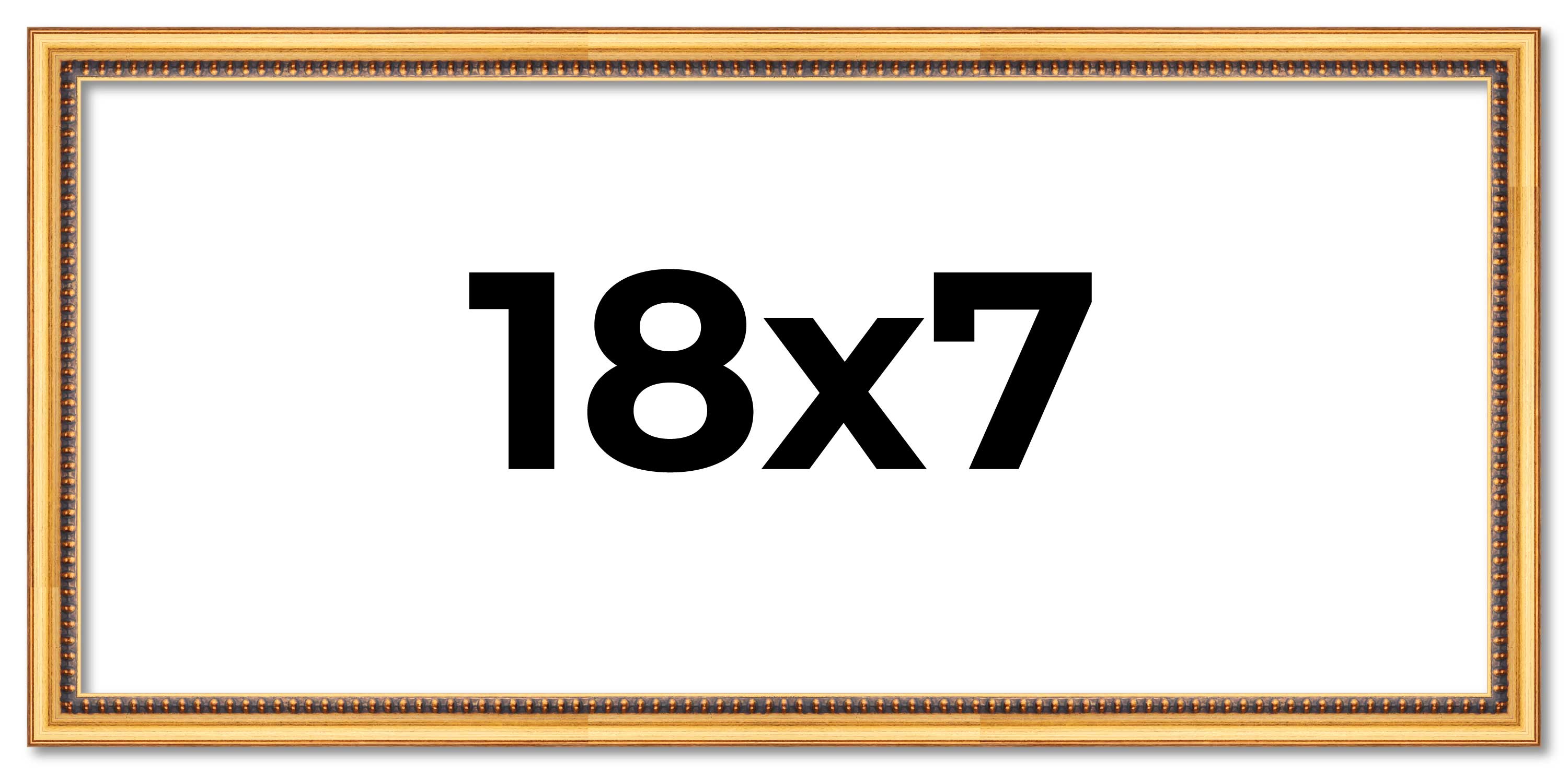 18x7 Frame Beaded Gold Solid Wood Picture Frame | 0.75 Inches Moulding Width | L main product image