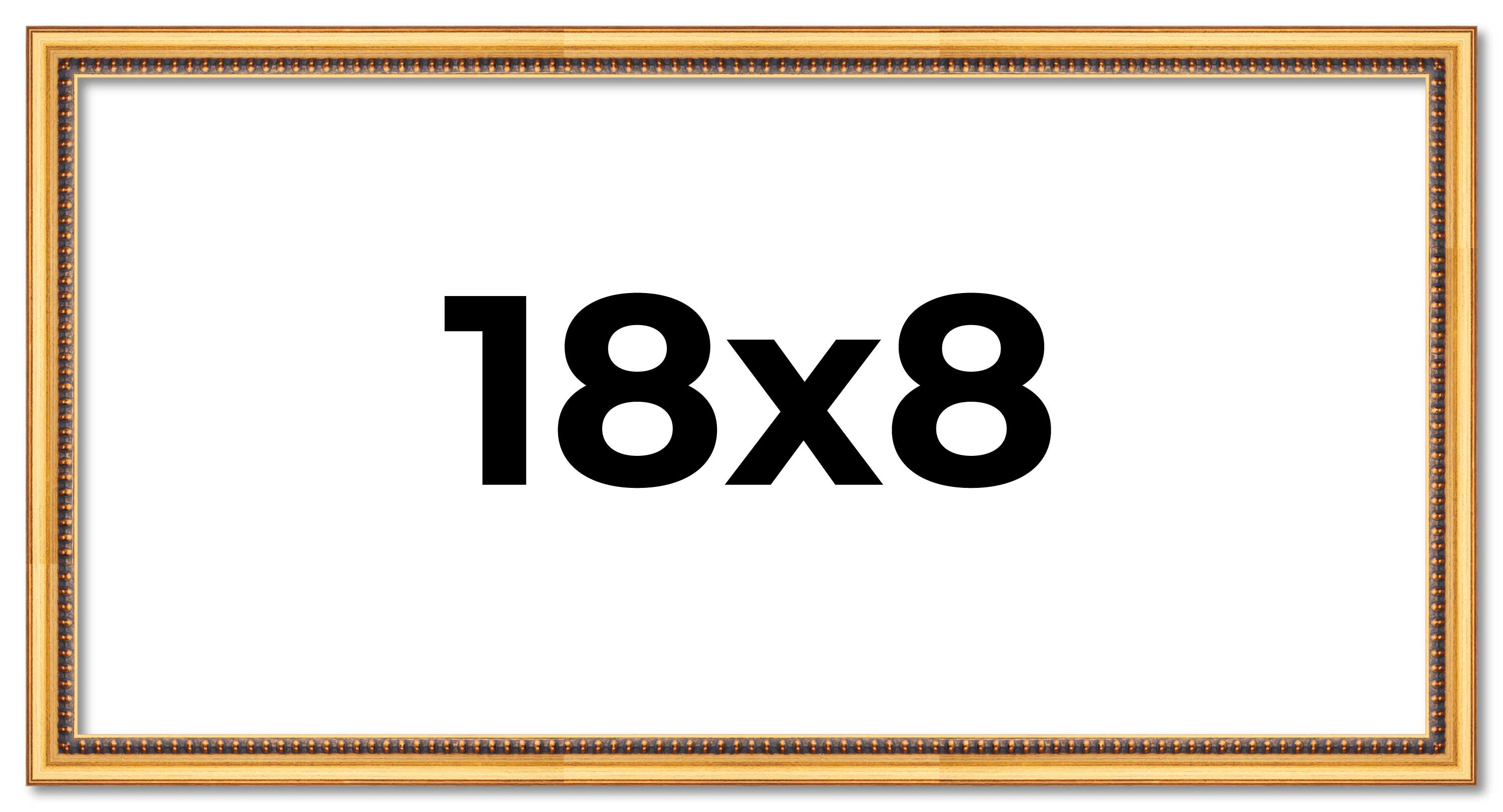 18x8 Frame Beaded Gold Solid Wood Picture Frame | 0.75 Inches Moulding Width | L main product image