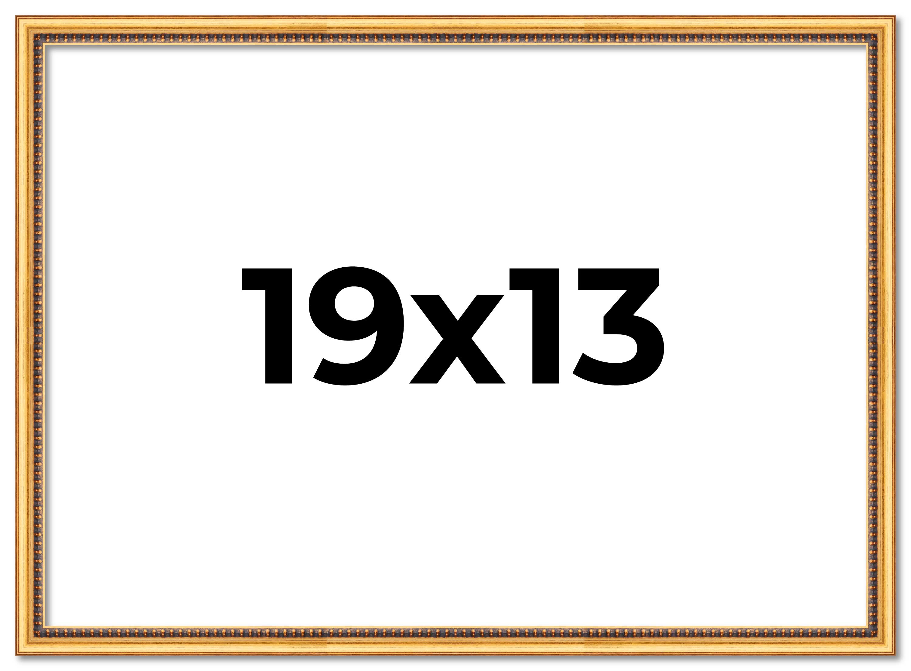 19x13 Frame Beaded Gold Solid Wood Picture Frame | 0.75 Inches Moulding Width main product image