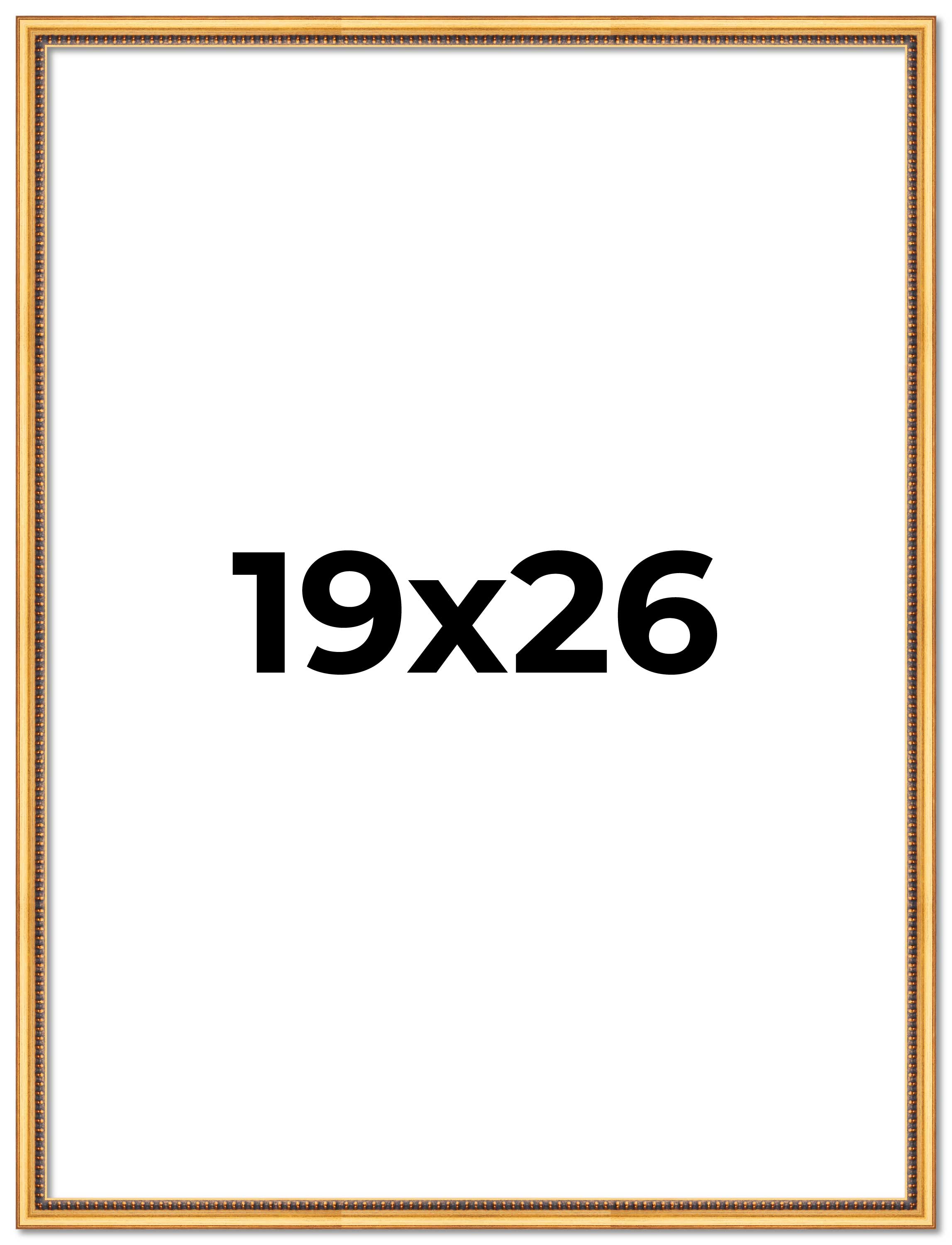 19x26 Frame Beaded Gold Solid Wood Picture Frame | 0.75 Inches Moulding Width main product image
