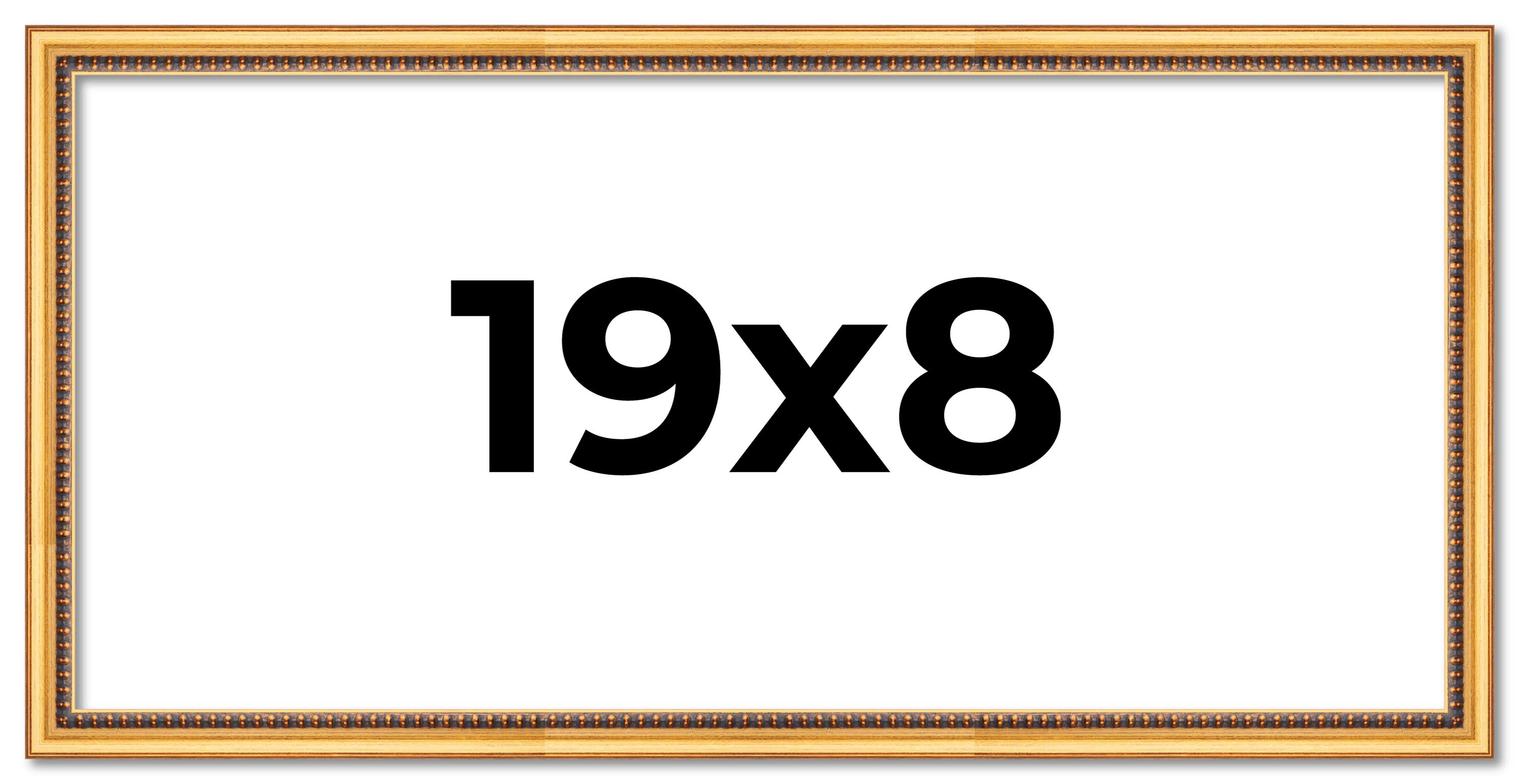 19x8 Frame Beaded Gold Solid Wood Picture Frame | 0.75 Inches Moulding Width | L main product image
