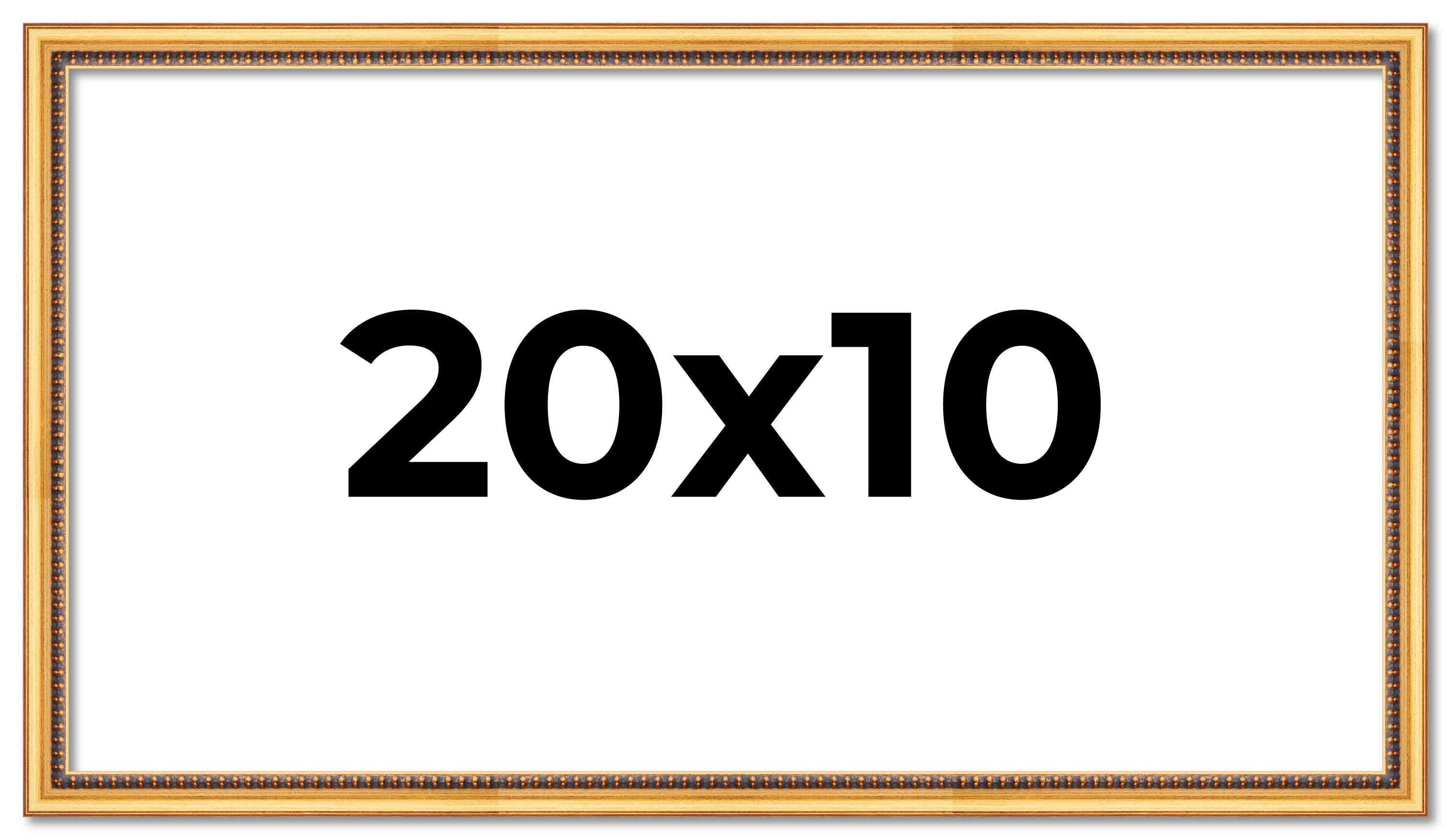 20x10 Frame Beaded Gold Solid Wood Picture Frame | 0.75 Inches Moulding Width main product image