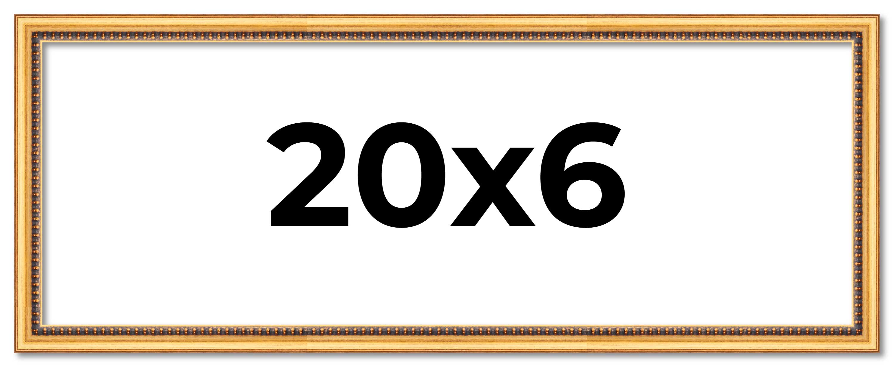 20x6 Frame Beaded Gold Solid Wood Picture Frame | 0.75 Inches Moulding Width | L main product image