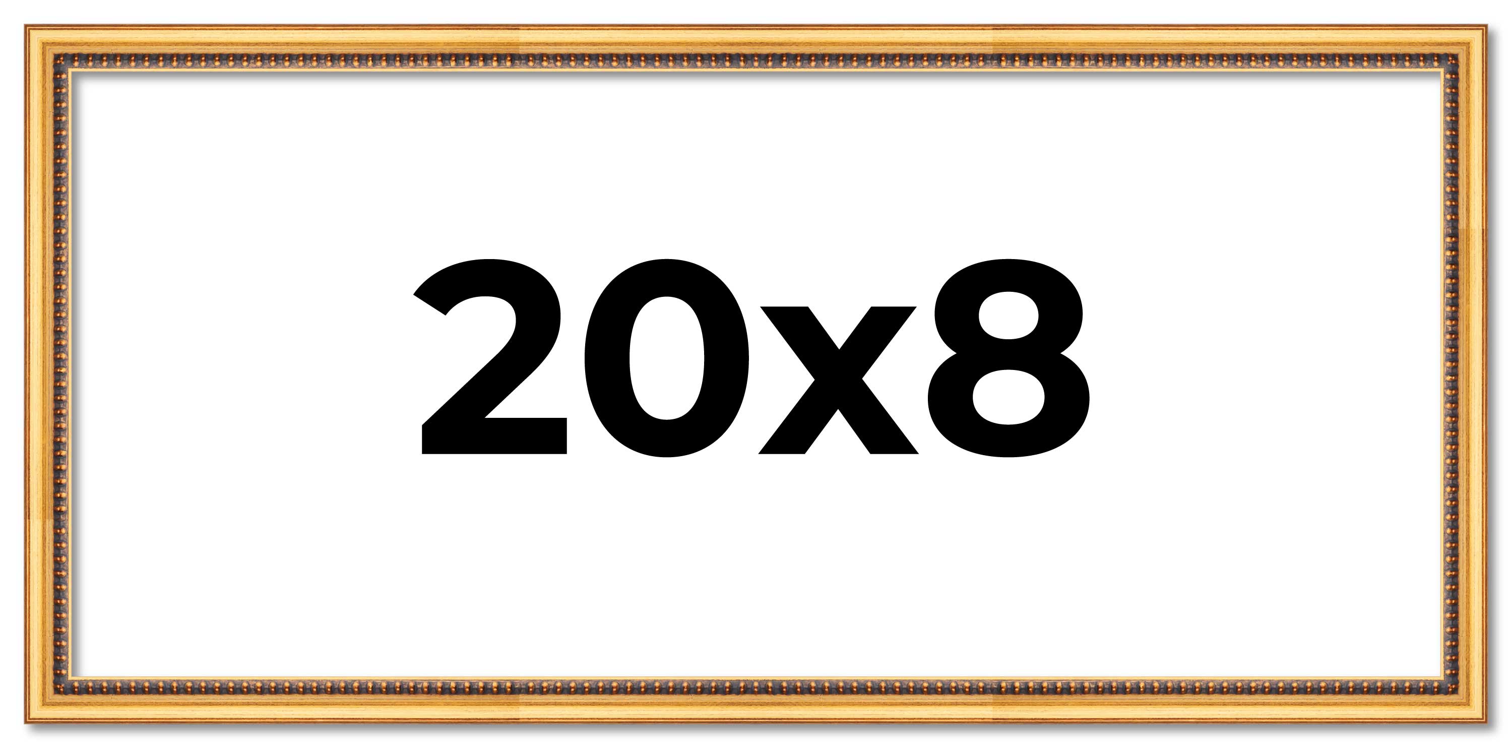 20x8 Frame Beaded Gold Solid Wood Picture Frame | 0.75 Inches Moulding Width | L main product image