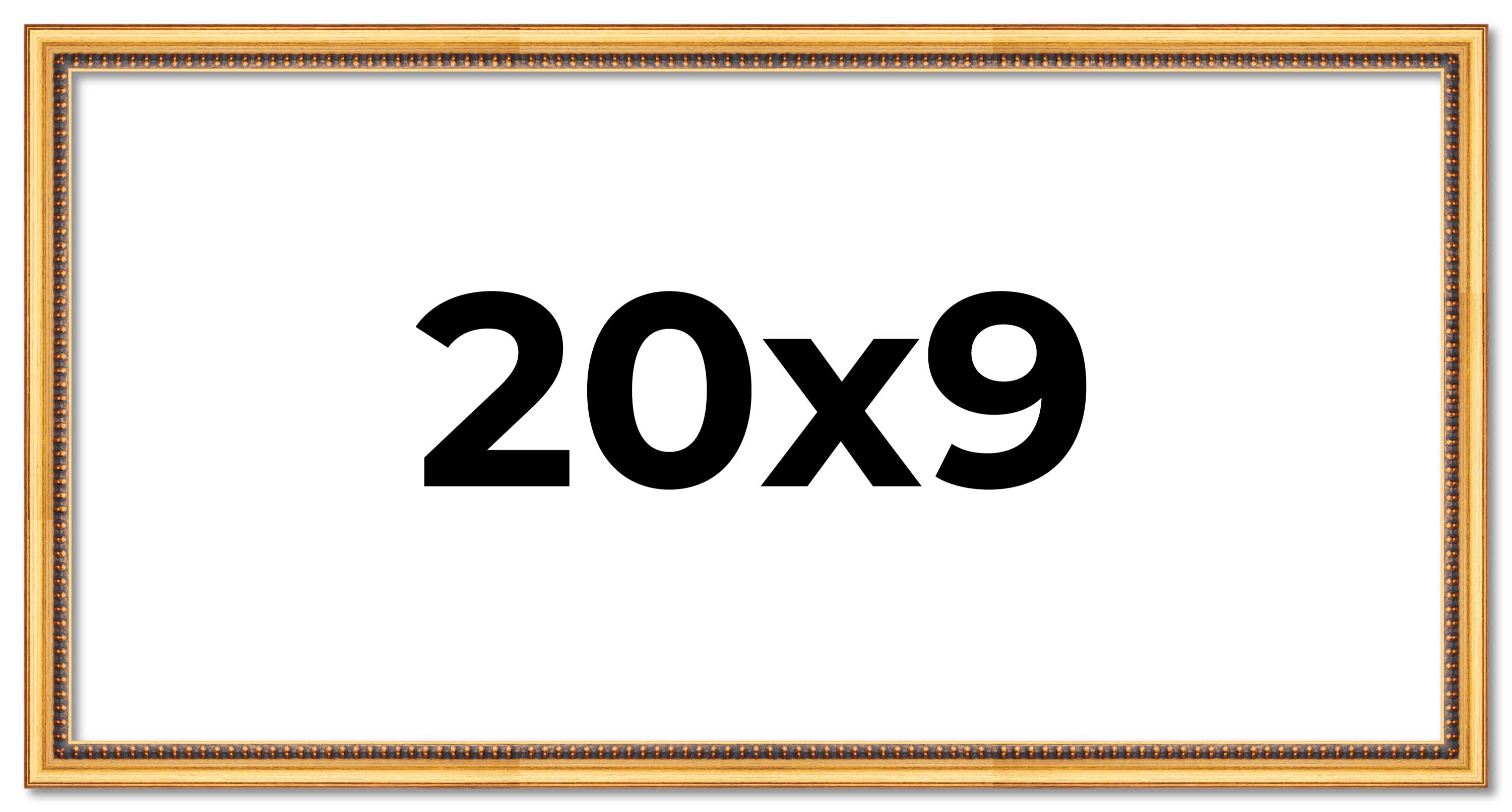 20x9 Frame Beaded Gold Solid Wood Picture Frame | 0.75 Inches Moulding Width | L main product image