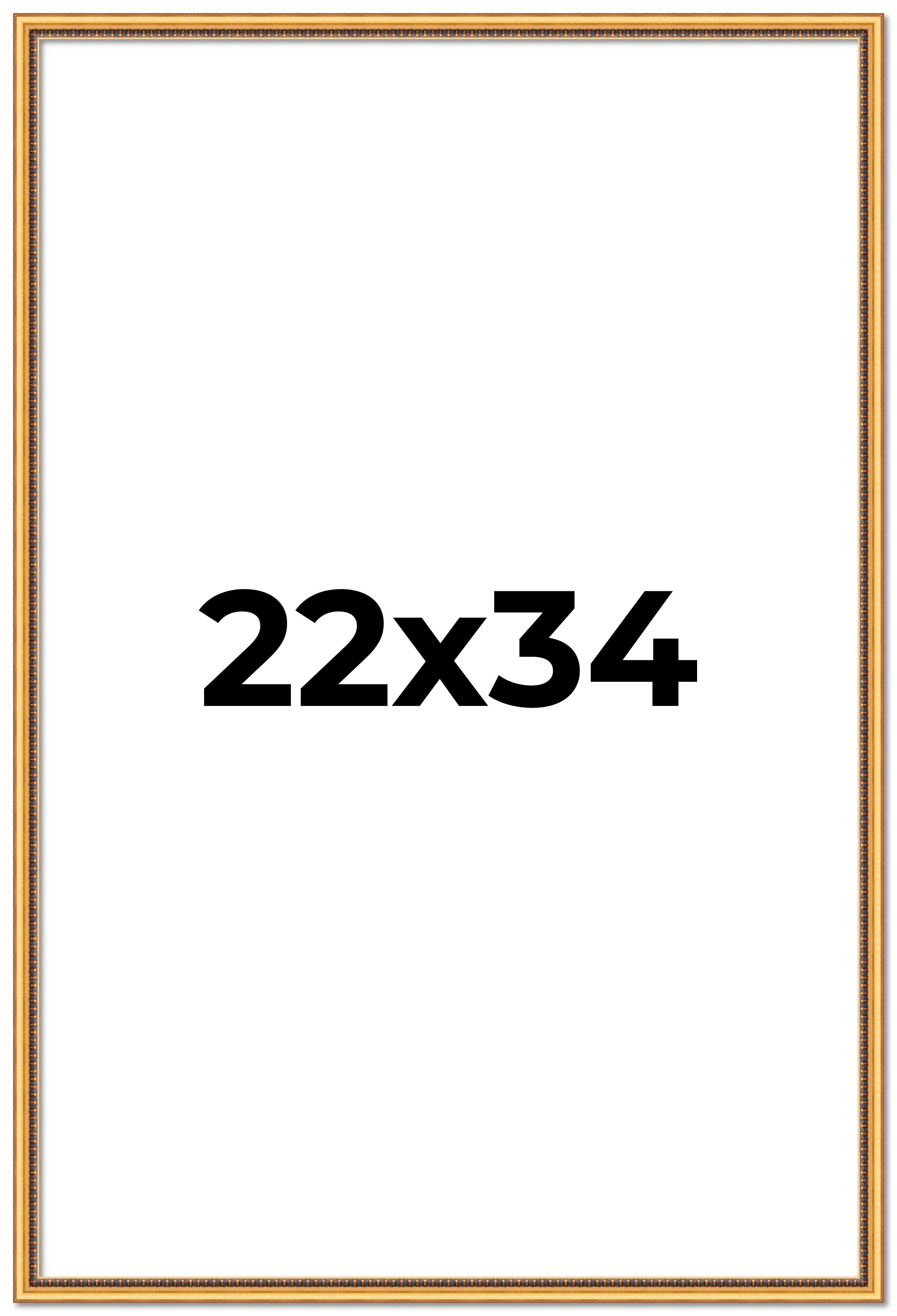 22x34 Frame Beaded Gold Solid Wood Picture Frame | 0.75 Inches Moulding Width main product image
