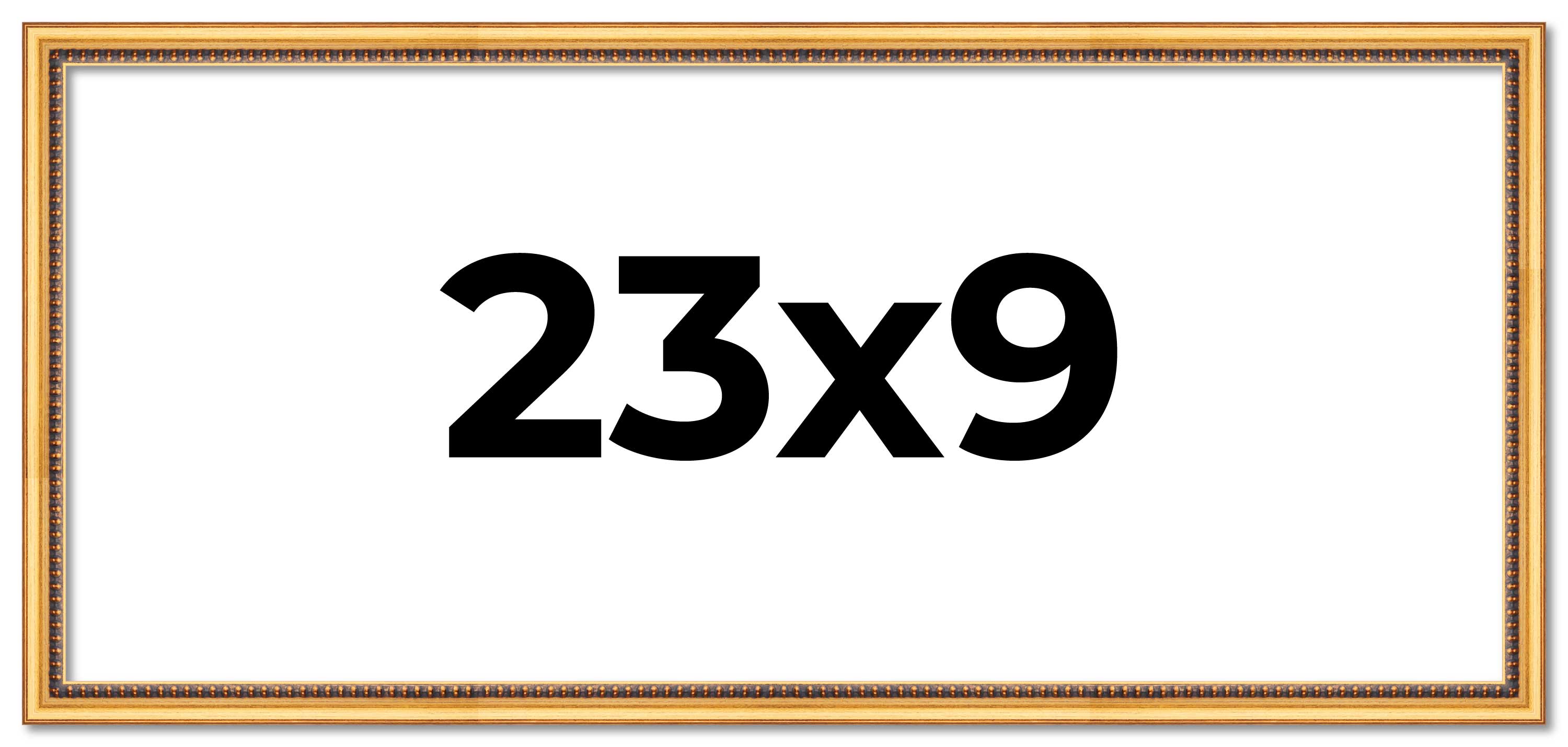 23x9 Frame Beaded Gold Solid Wood Picture Frame | 0.75 Inches Moulding Width | L main product image