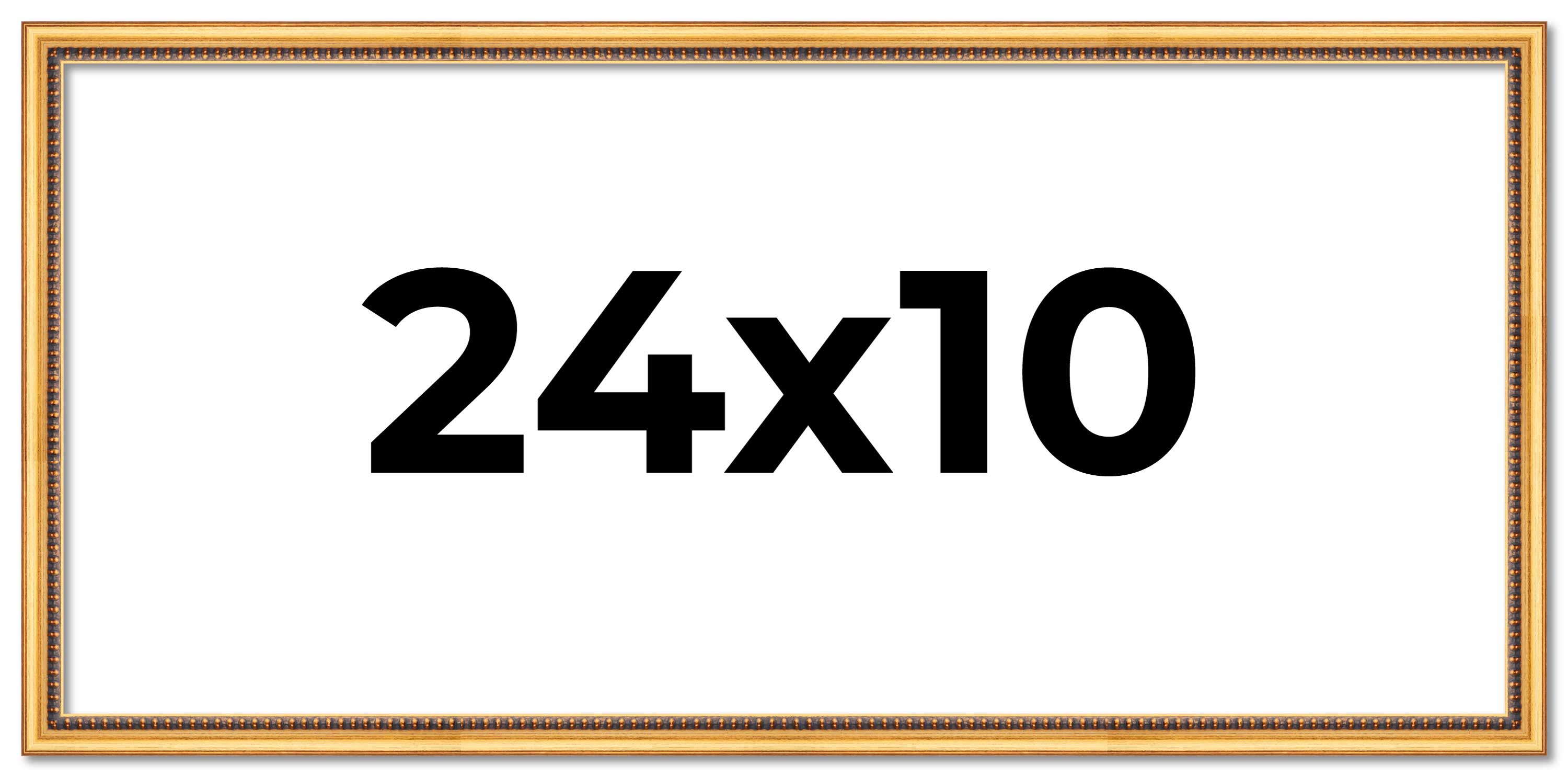 24x10 Frame Beaded Gold Solid Wood Picture Frame | 0.75 Inches Moulding Width main product image
