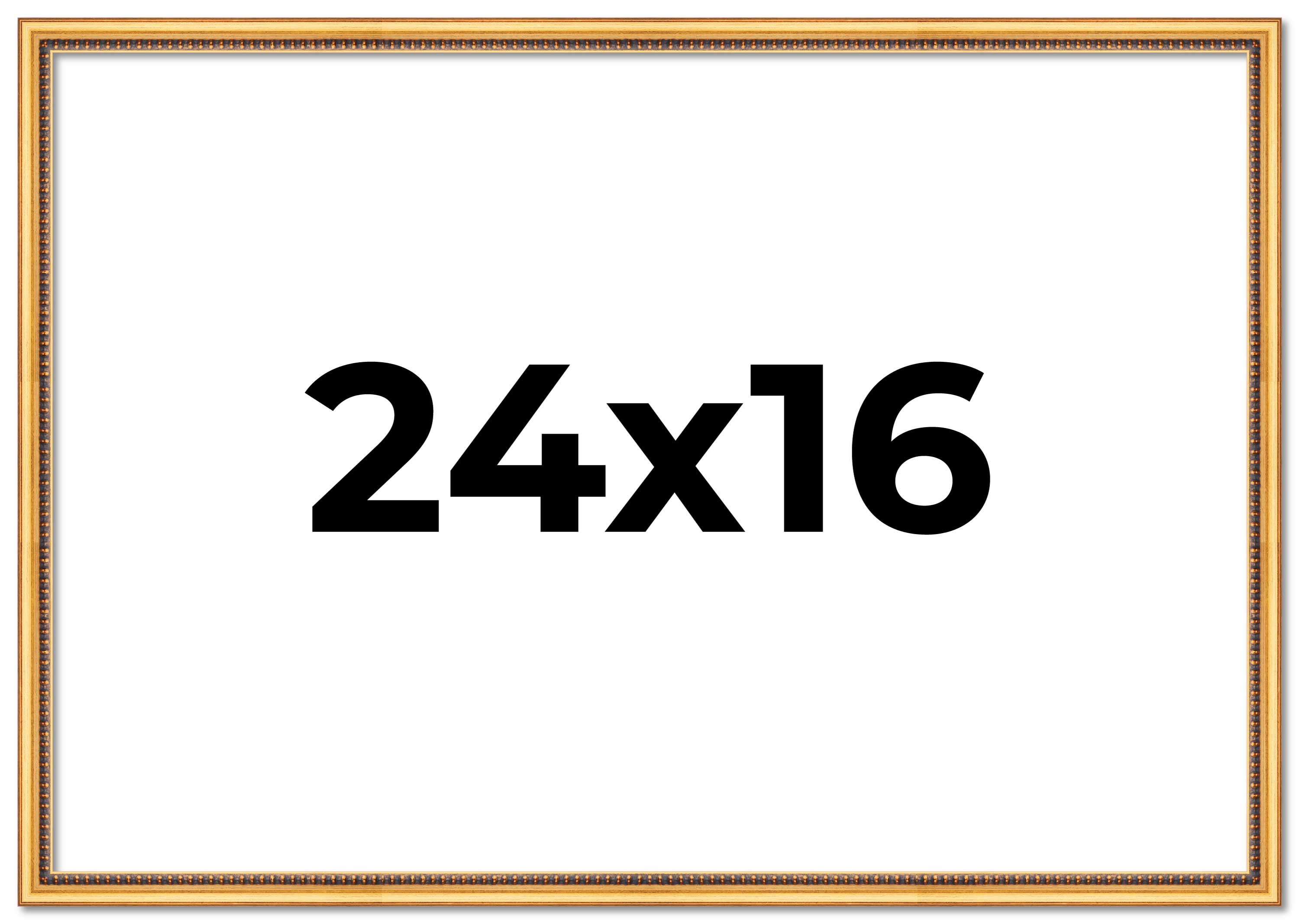 24×16 Frame Beaded Gold Solid Wood Picture Frame | 0.75 Inches Moulding Width |
